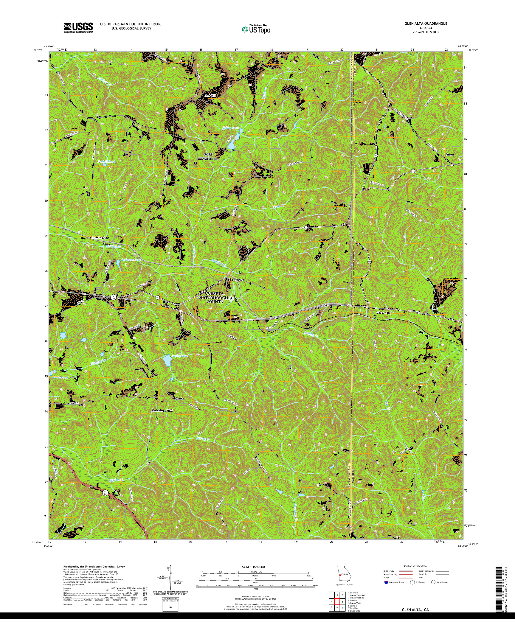 USGS US TOPO 7.5-MINUTE MAP FOR GLEN ALTA, GA 2020