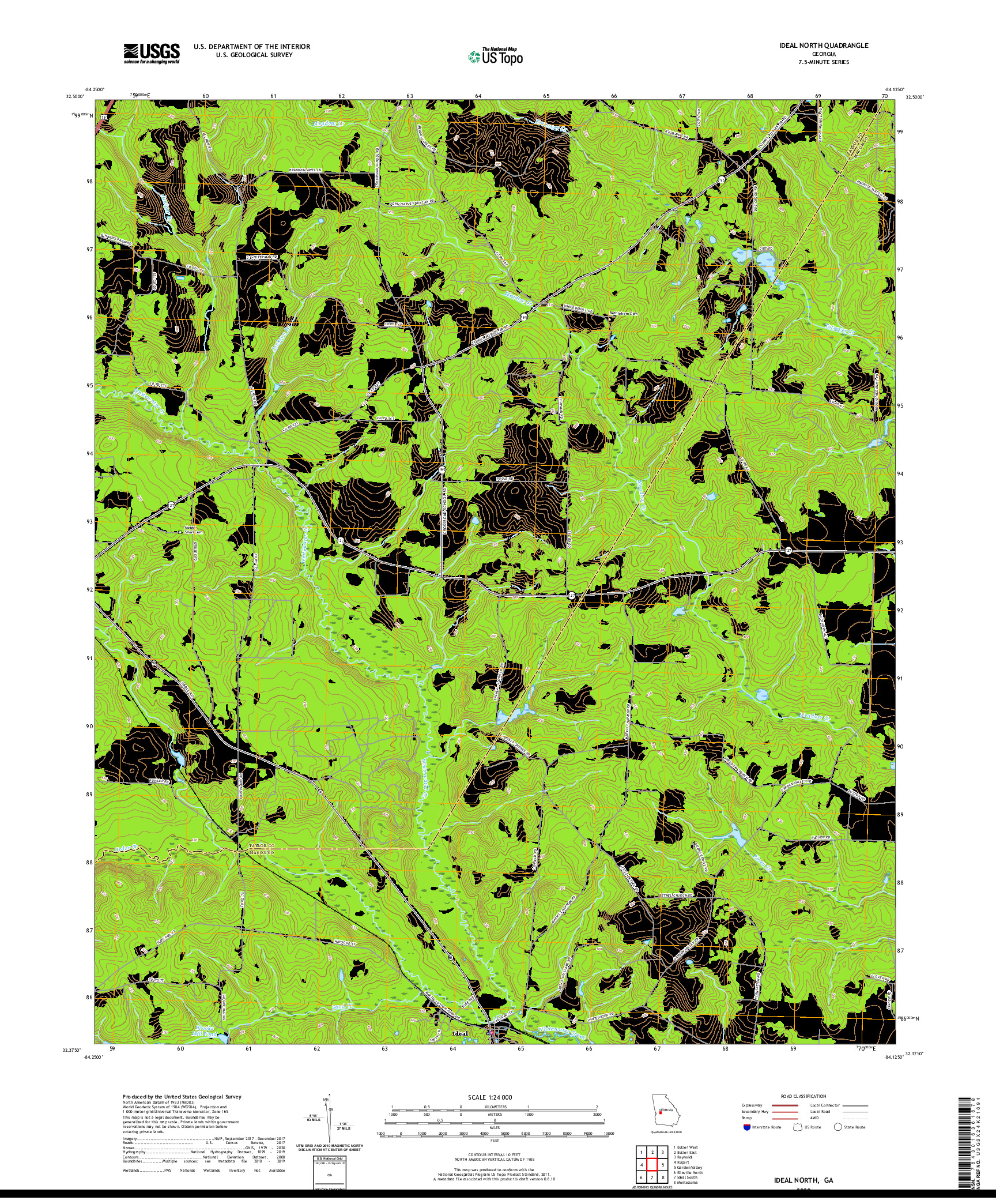 USGS US TOPO 7.5-MINUTE MAP FOR IDEAL NORTH, GA 2020