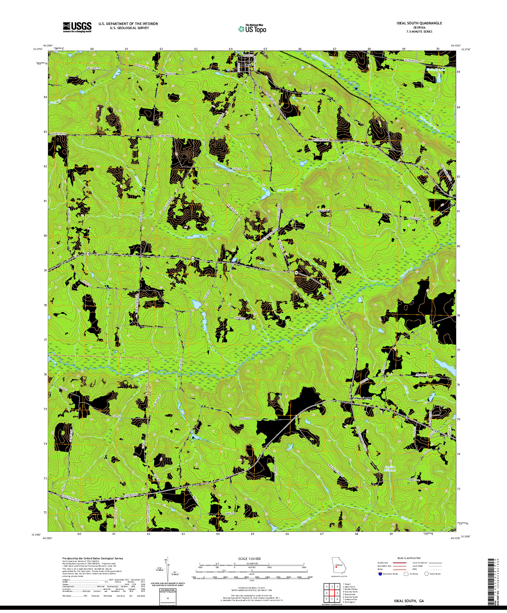 USGS US TOPO 7.5-MINUTE MAP FOR IDEAL SOUTH, GA 2020