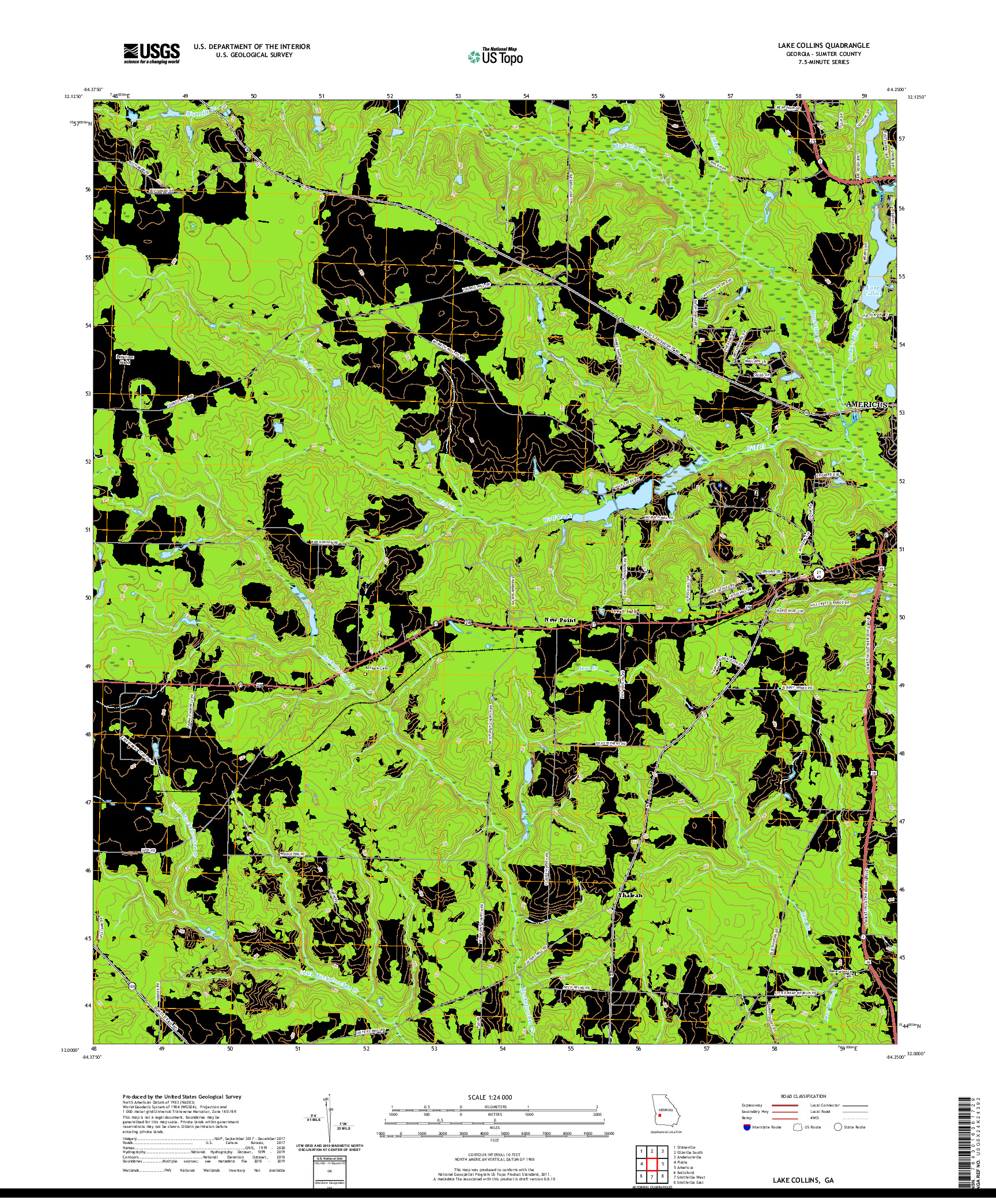 USGS US TOPO 7.5-MINUTE MAP FOR LAKE COLLINS, GA 2020