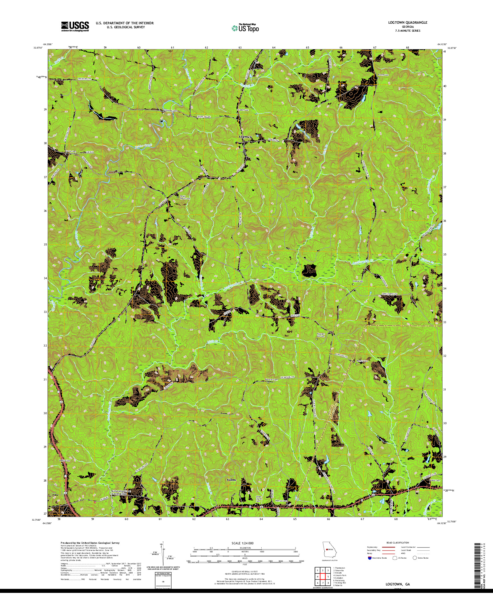 USGS US TOPO 7.5-MINUTE MAP FOR LOGTOWN, GA 2020