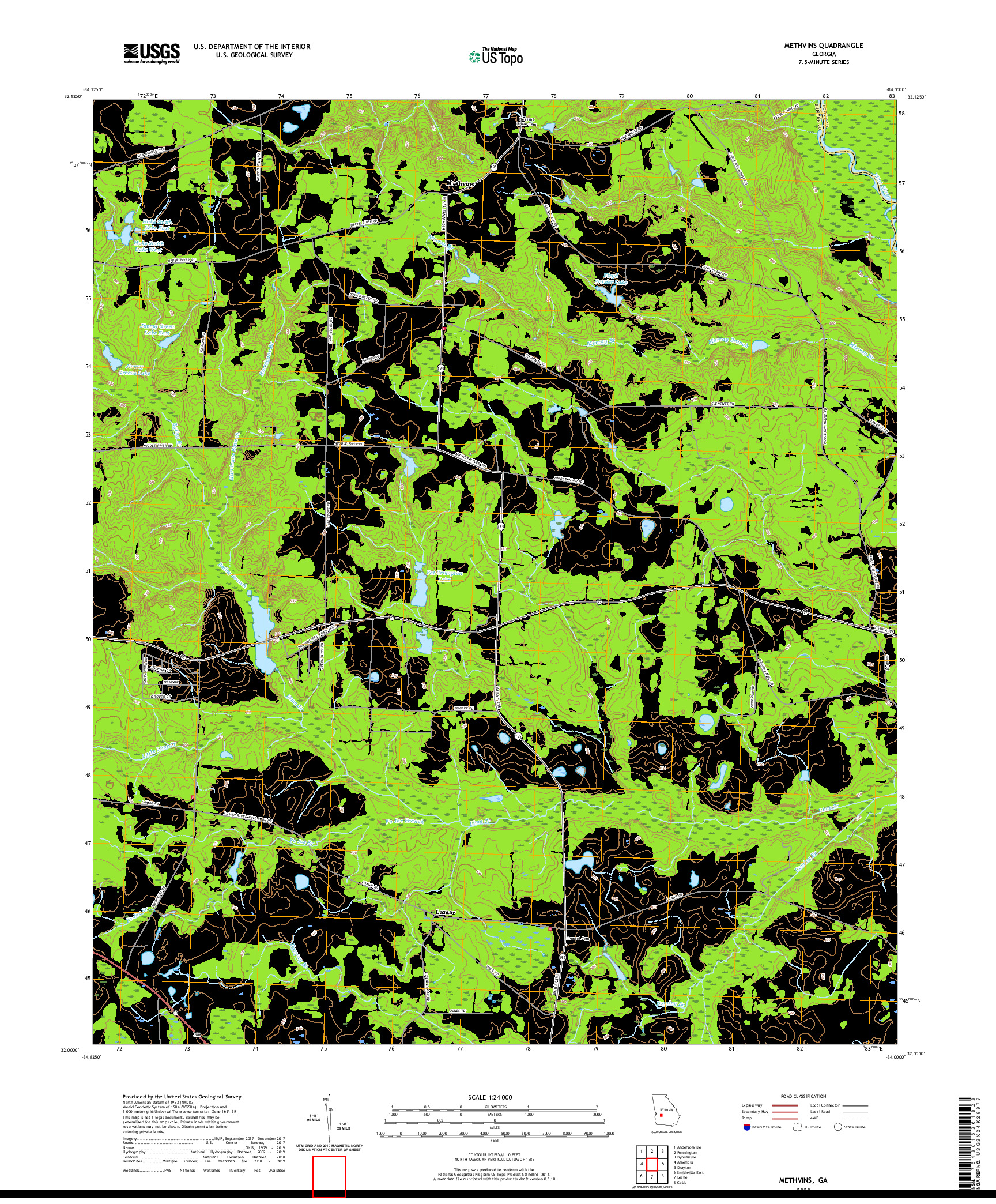 USGS US TOPO 7.5-MINUTE MAP FOR METHVINS, GA 2020