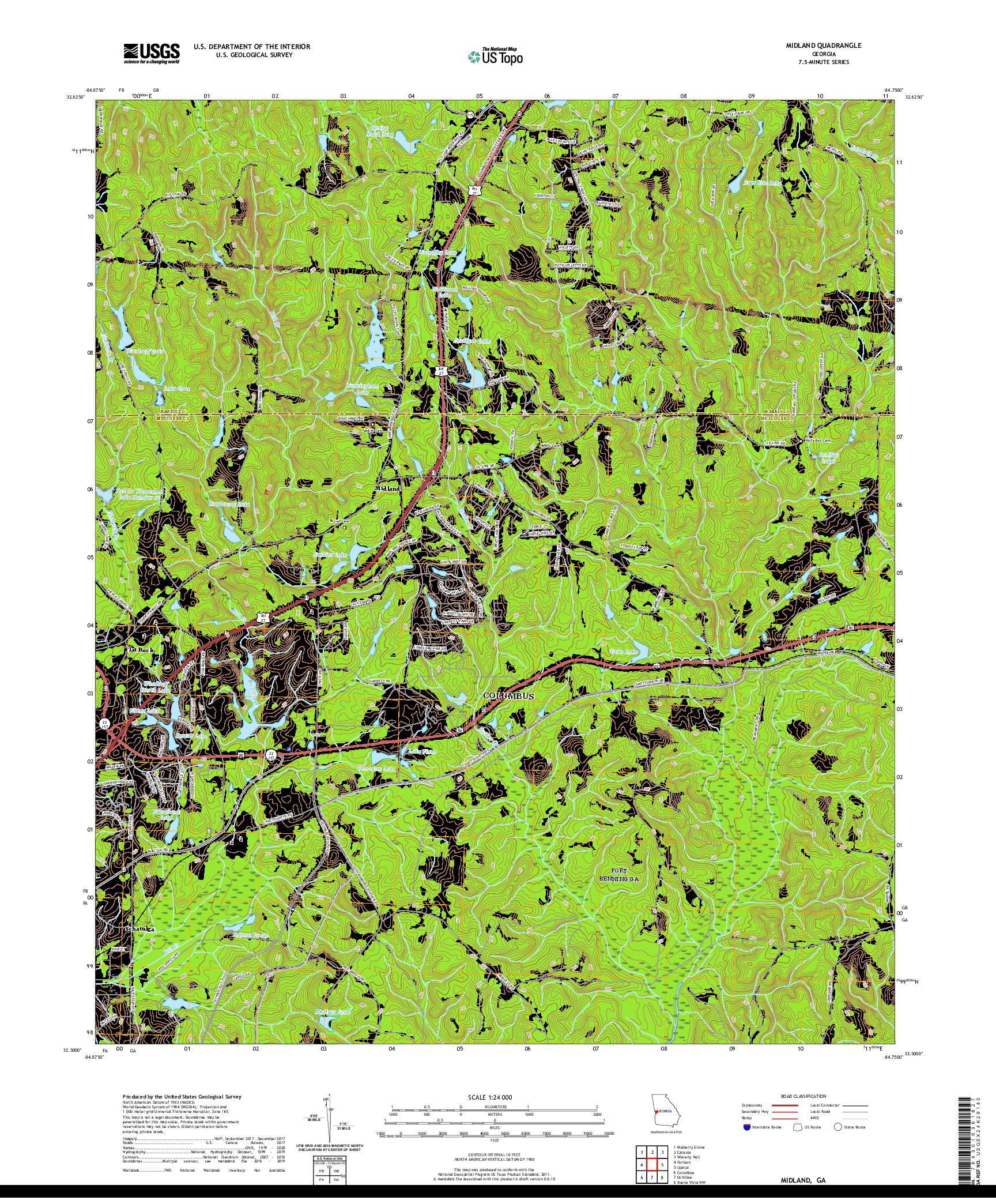 USGS US TOPO 7.5-MINUTE MAP FOR MIDLAND, GA 2020