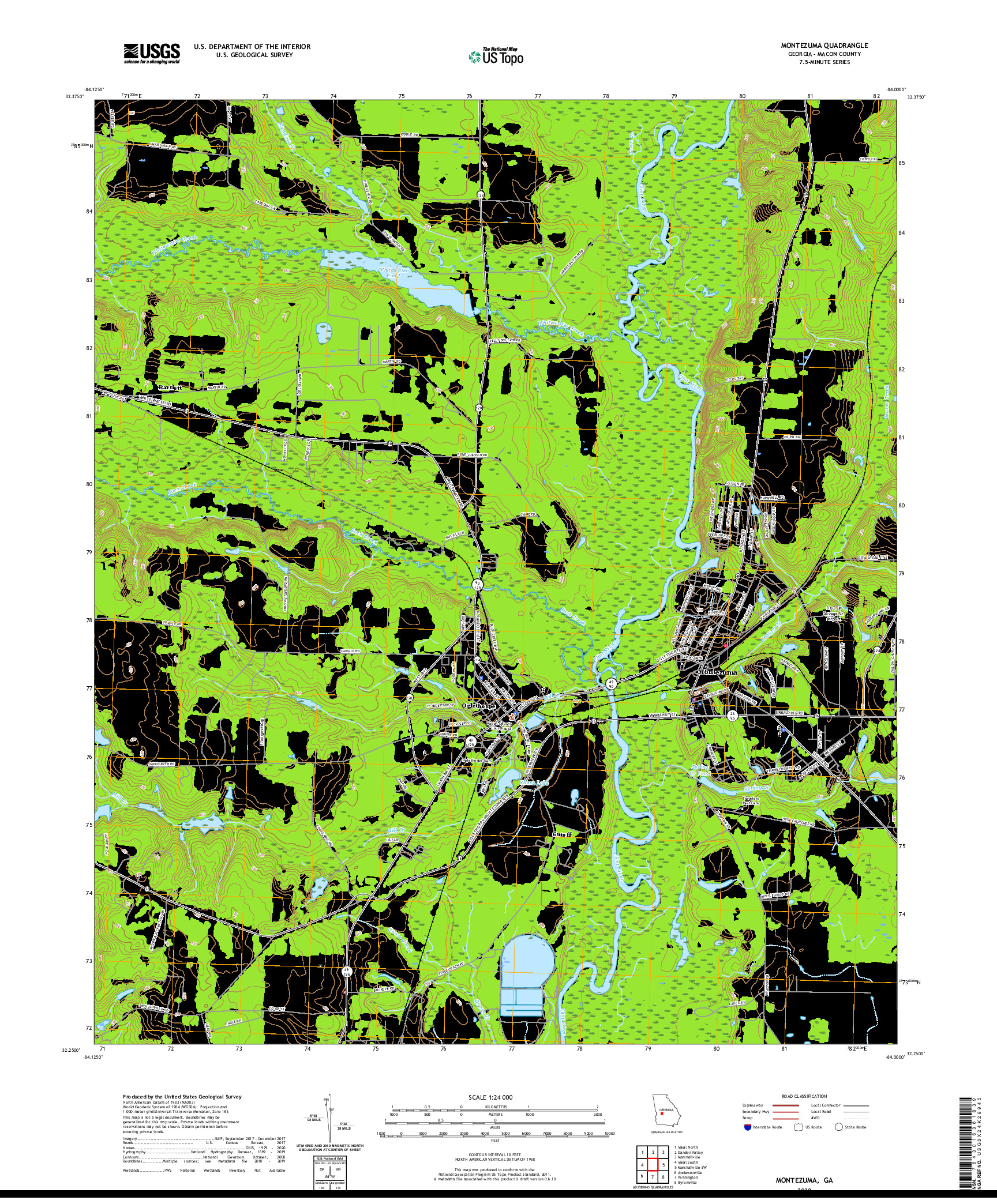 USGS US TOPO 7.5-MINUTE MAP FOR MONTEZUMA, GA 2020