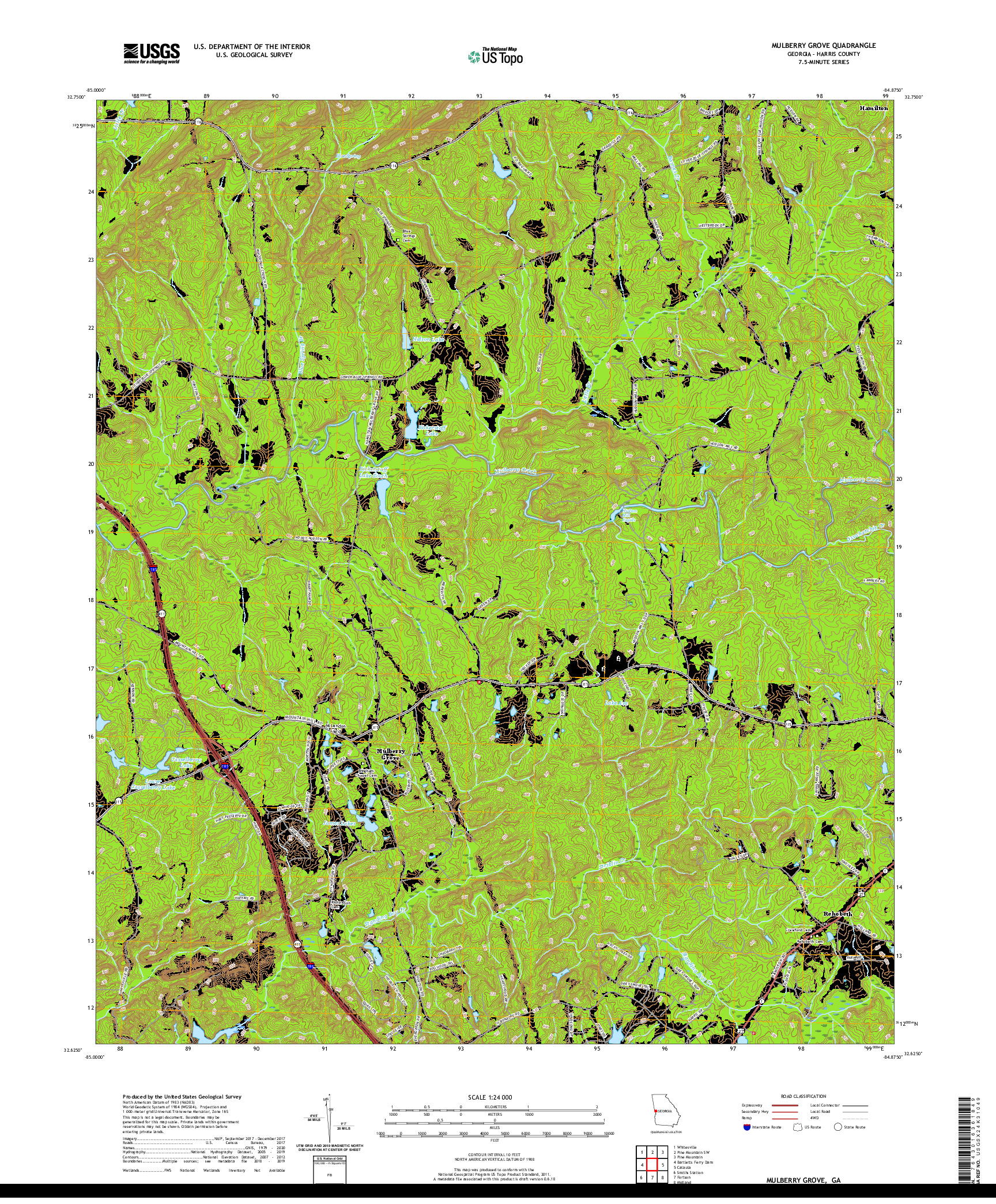 USGS US TOPO 7.5-MINUTE MAP FOR MULBERRY GROVE, GA 2020
