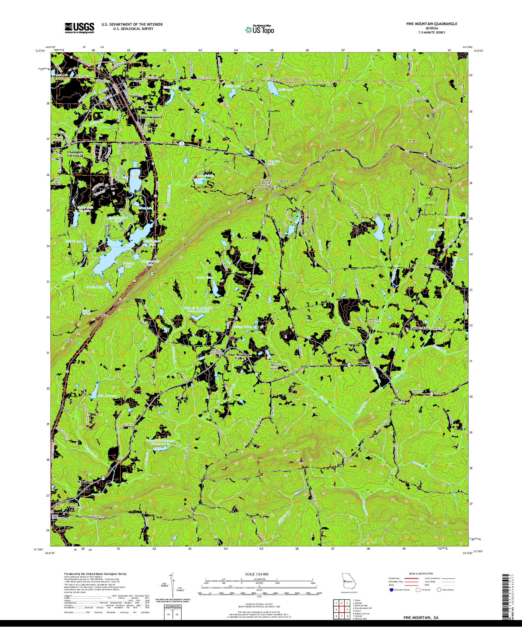 USGS US TOPO 7.5-MINUTE MAP FOR PINE MOUNTAIN, GA 2020