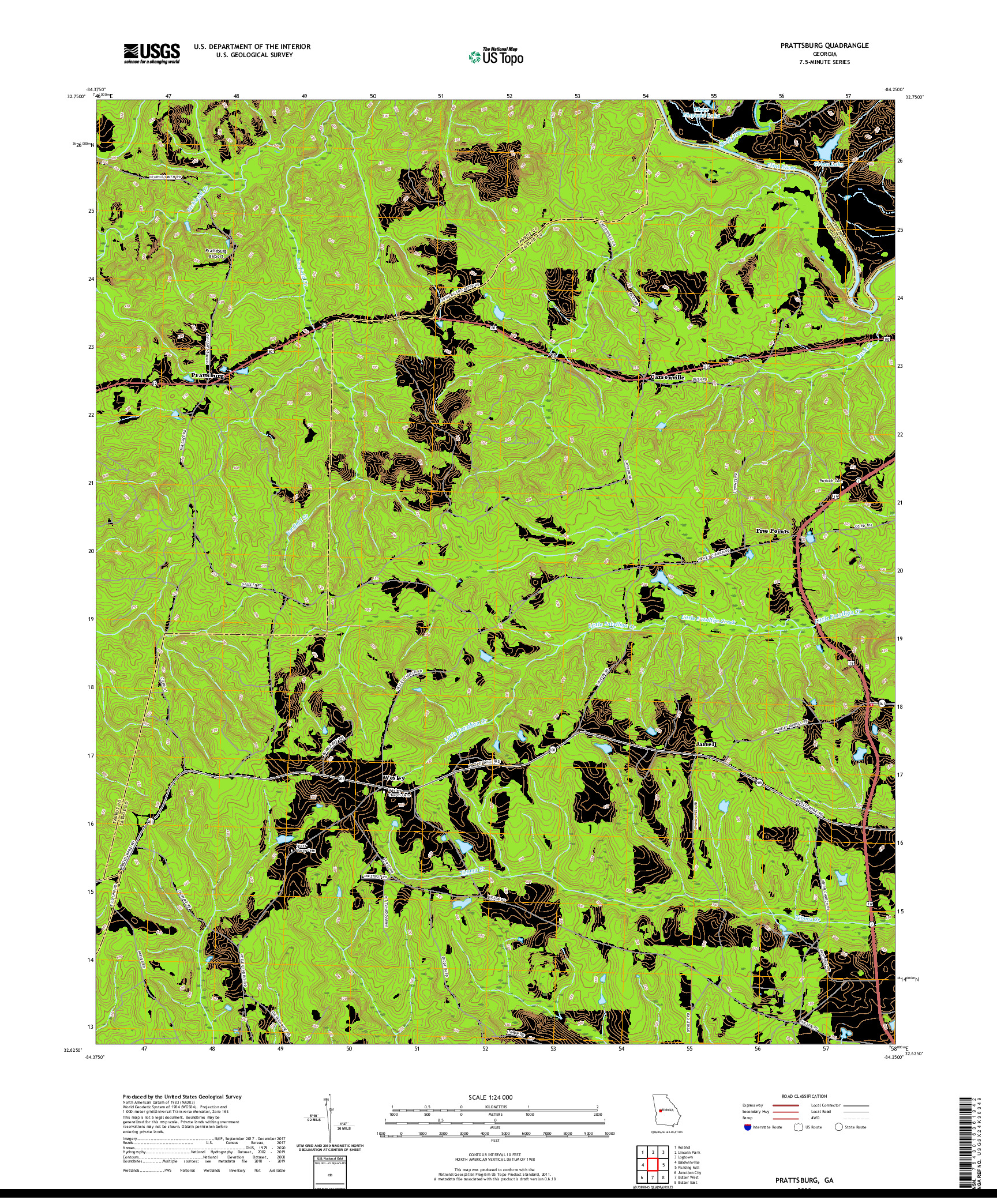 USGS US TOPO 7.5-MINUTE MAP FOR PRATTSBURG, GA 2020