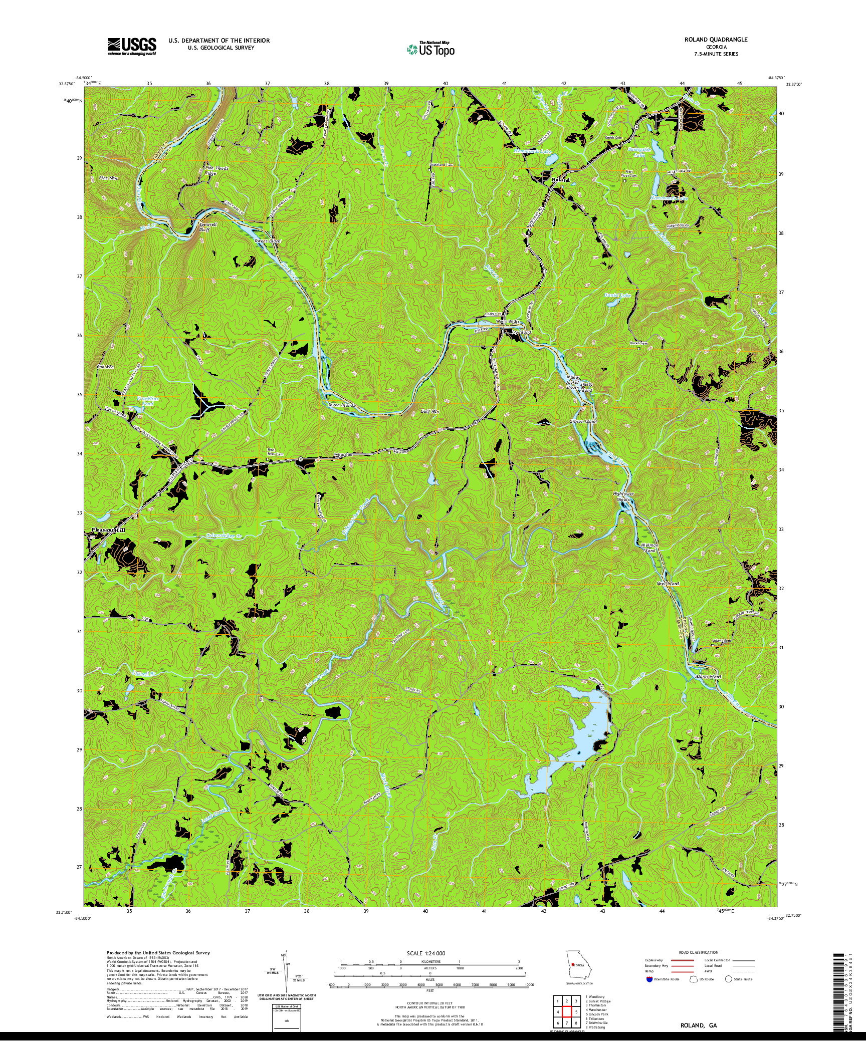 USGS US TOPO 7.5-MINUTE MAP FOR ROLAND, GA 2020