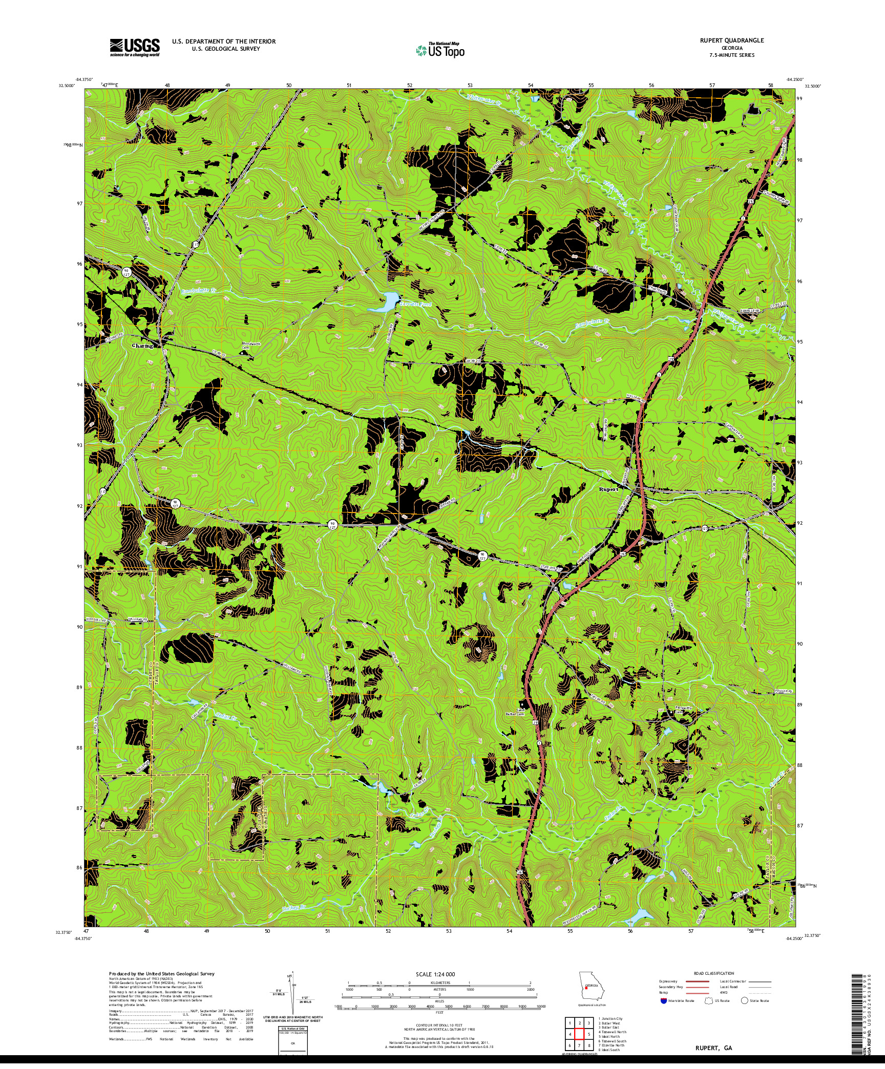 USGS US TOPO 7.5-MINUTE MAP FOR RUPERT, GA 2020