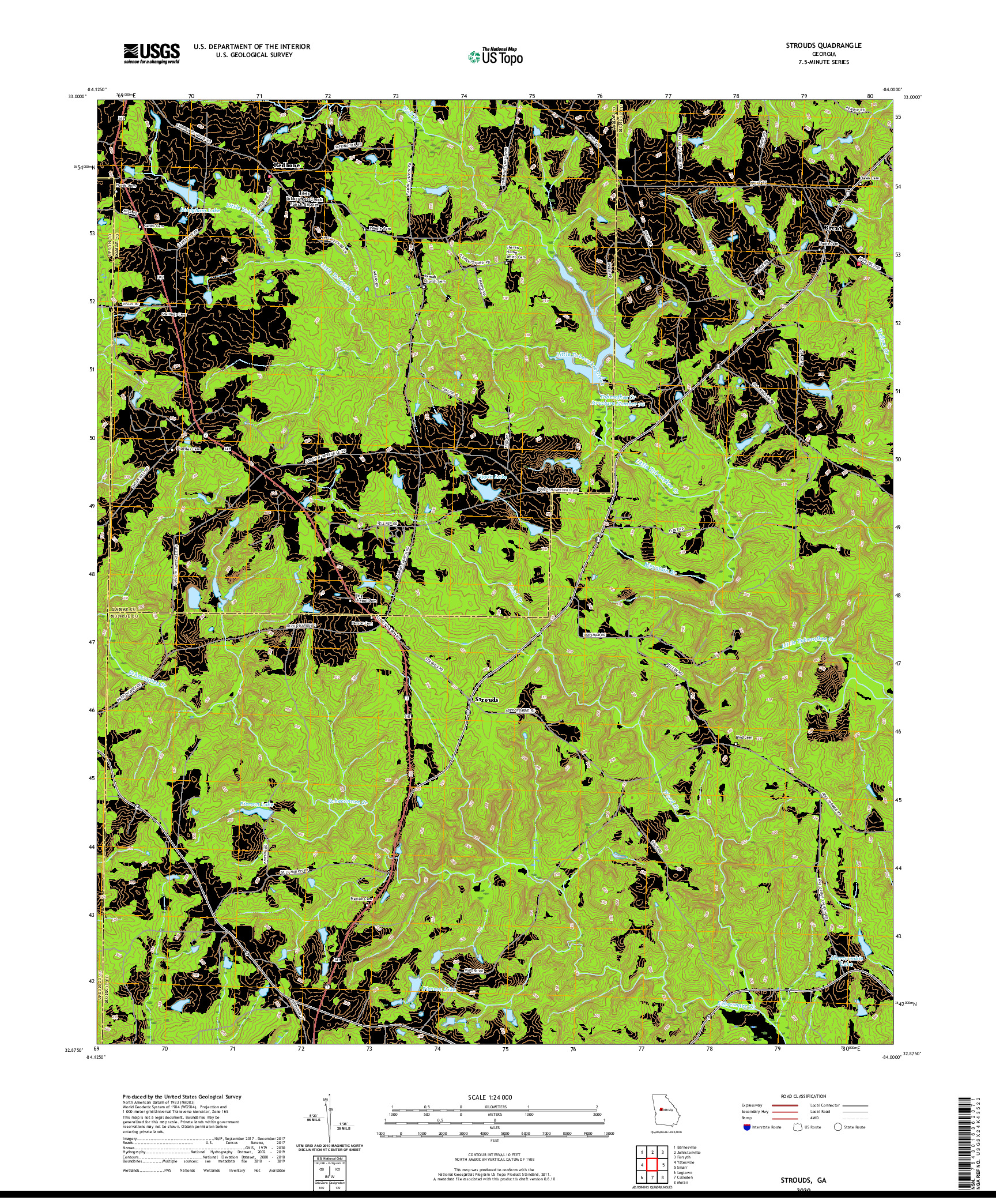 USGS US TOPO 7.5-MINUTE MAP FOR STROUDS, GA 2020