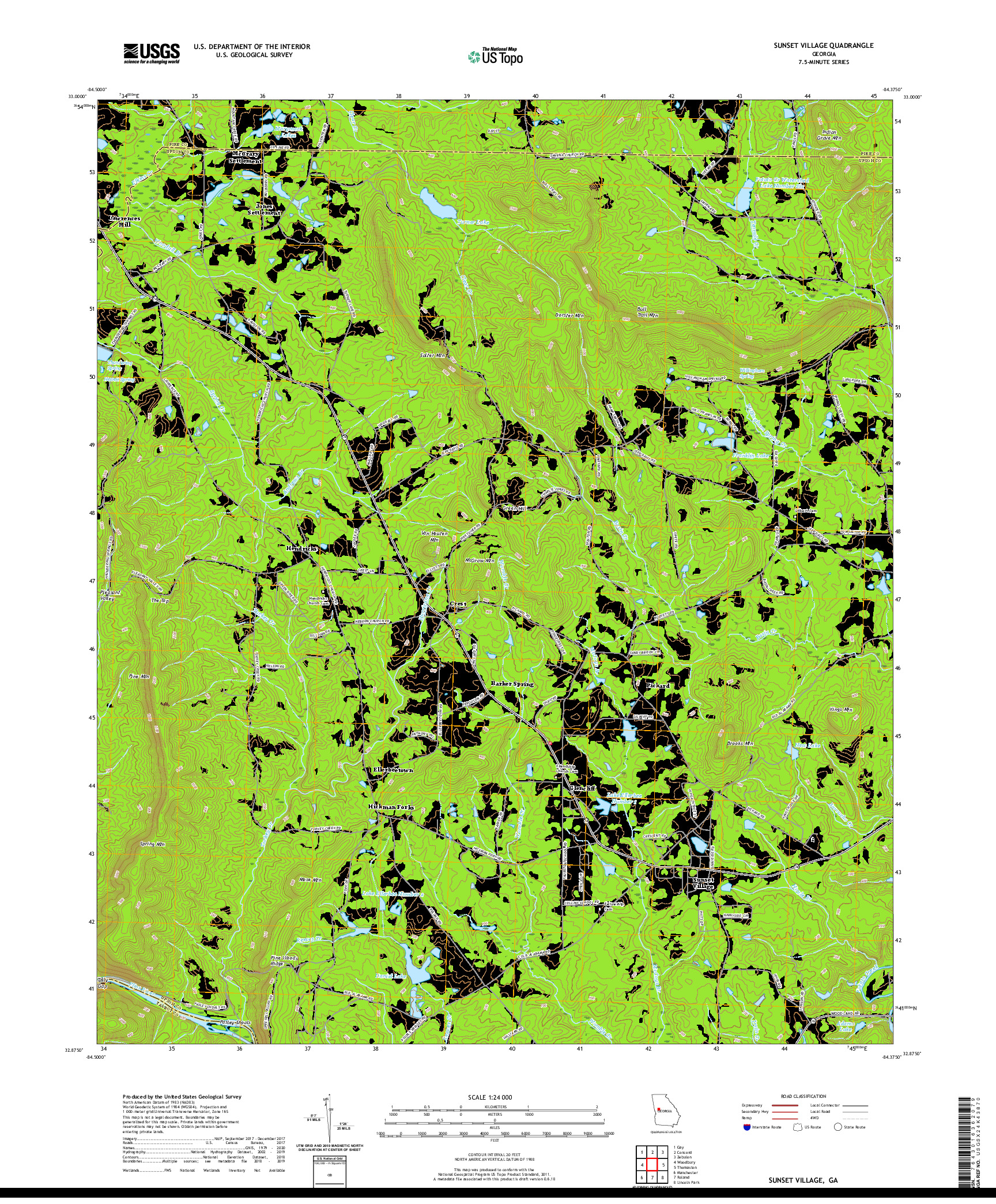 USGS US TOPO 7.5-MINUTE MAP FOR SUNSET VILLAGE, GA 2020