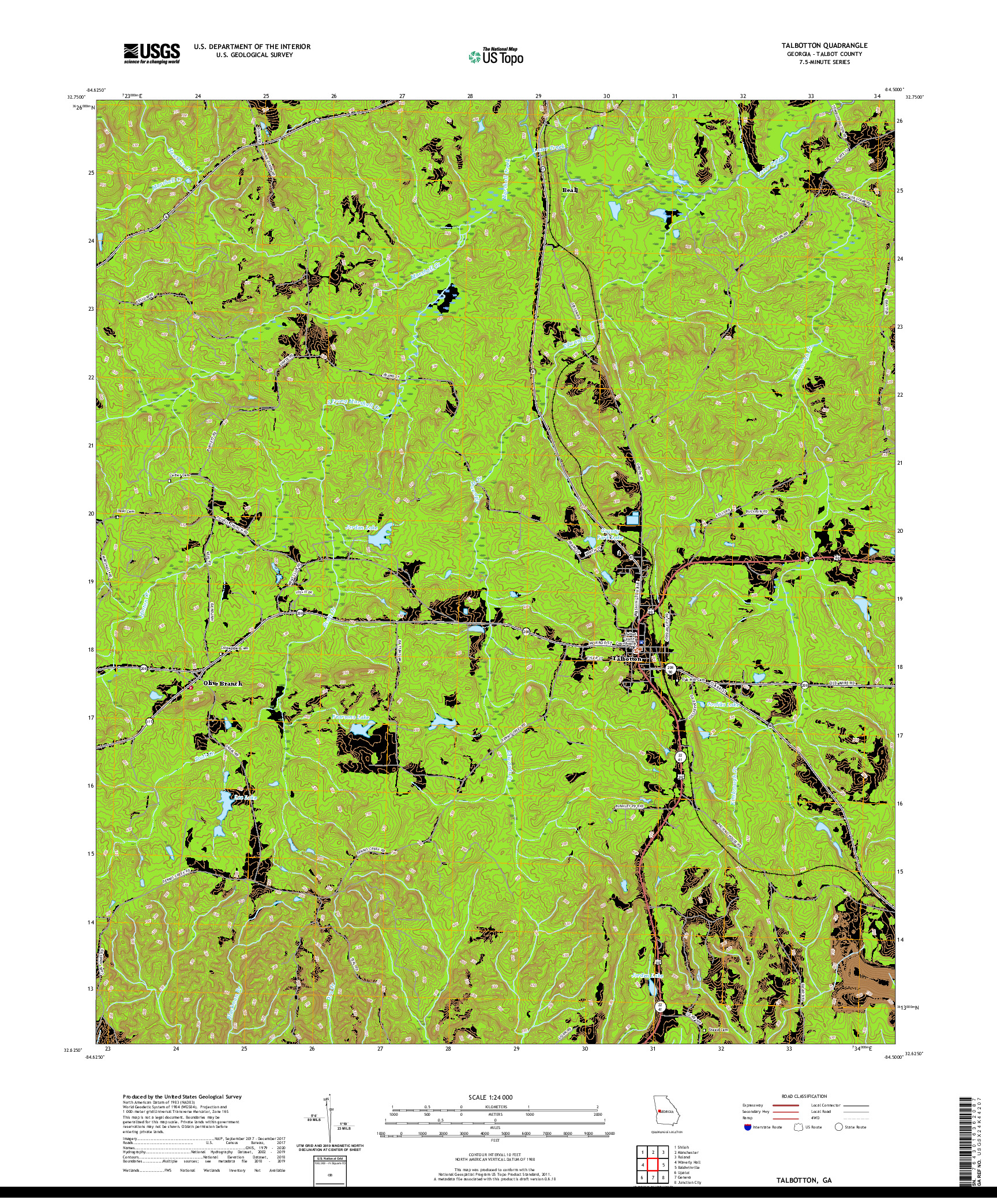 USGS US TOPO 7.5-MINUTE MAP FOR TALBOTTON, GA 2020