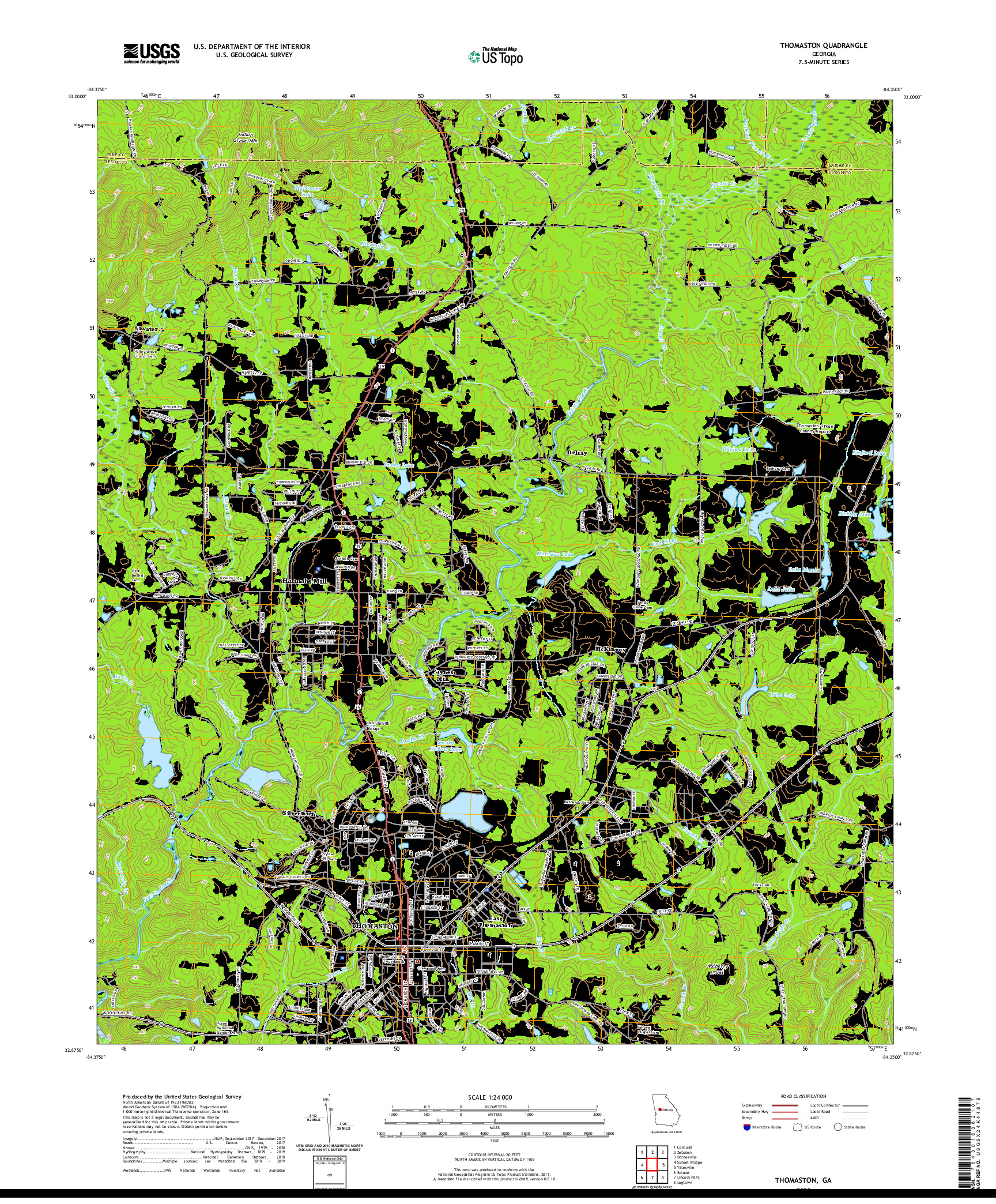 USGS US TOPO 7.5-MINUTE MAP FOR THOMASTON, GA 2020