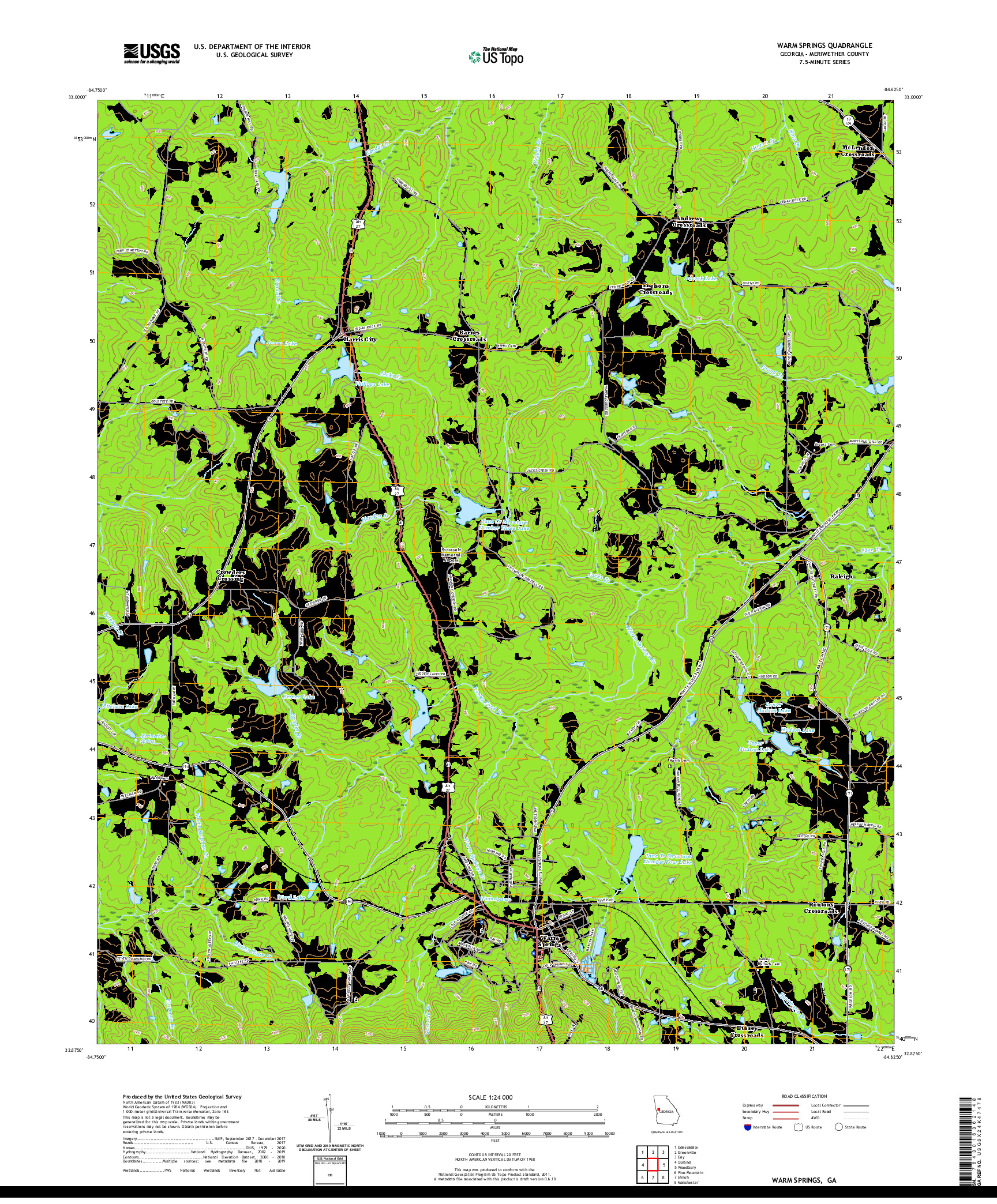 USGS US TOPO 7.5-MINUTE MAP FOR WARM SPRINGS, GA 2020