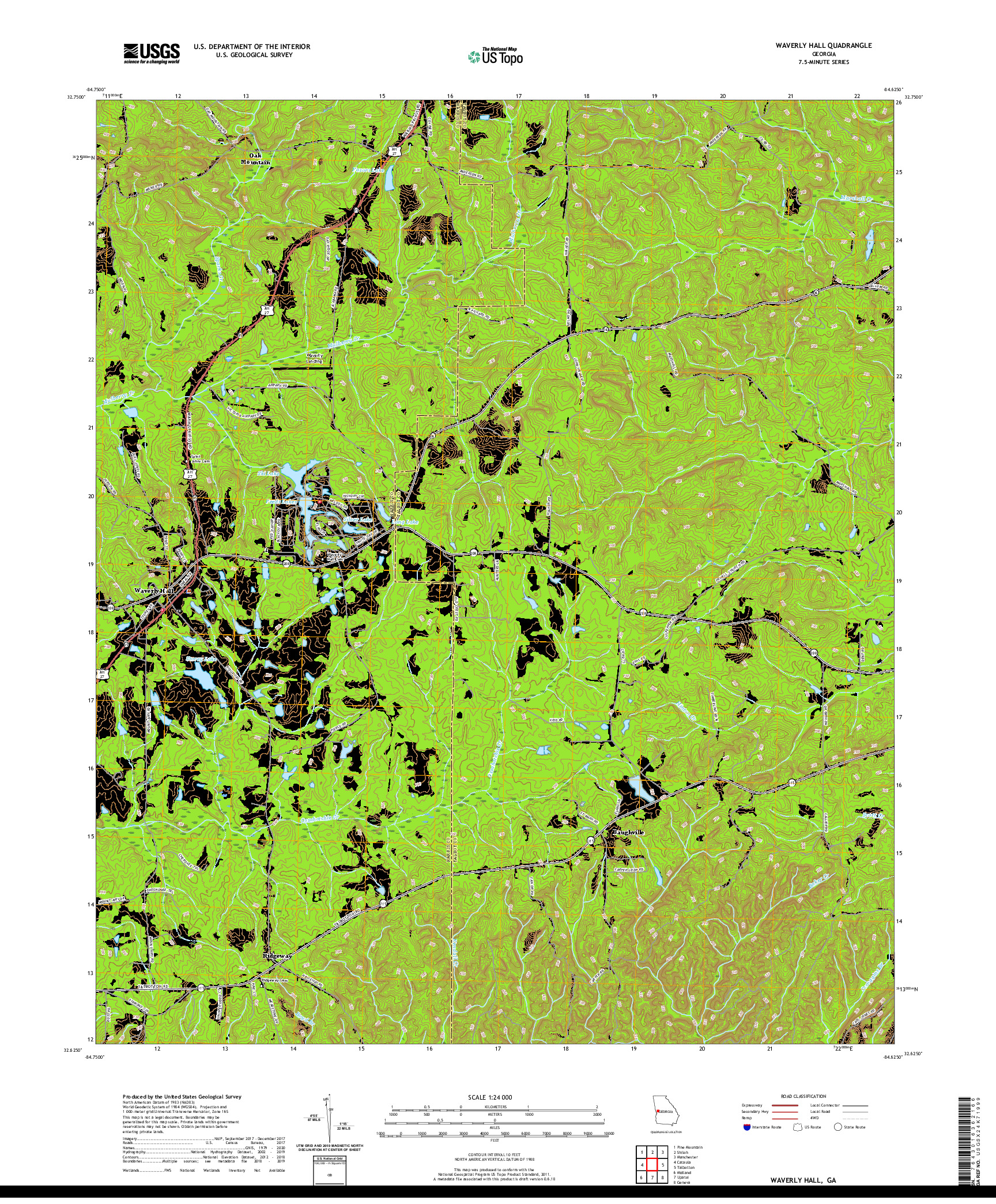 USGS US TOPO 7.5-MINUTE MAP FOR WAVERLY HALL, GA 2020