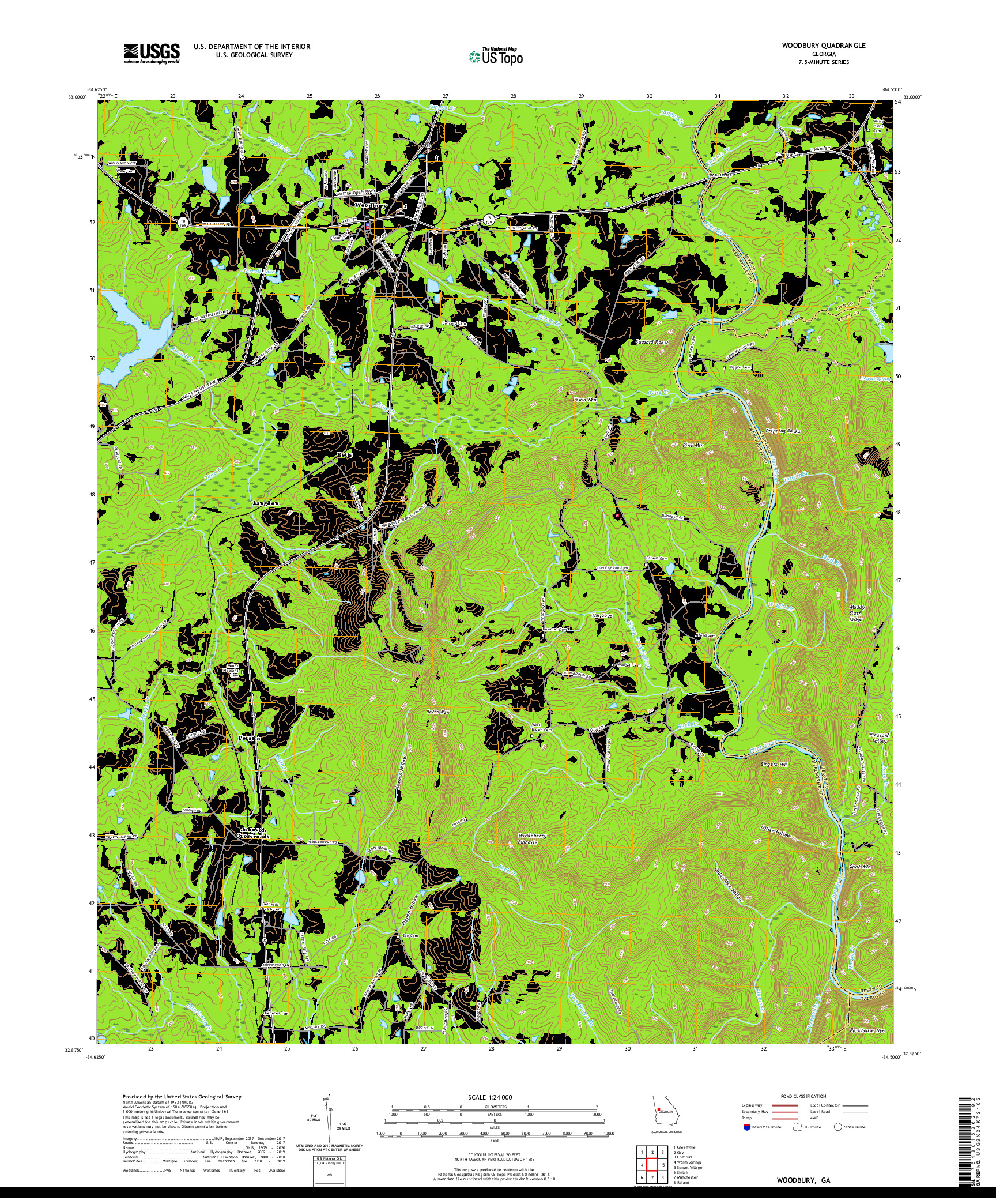 USGS US TOPO 7.5-MINUTE MAP FOR WOODBURY, GA 2020