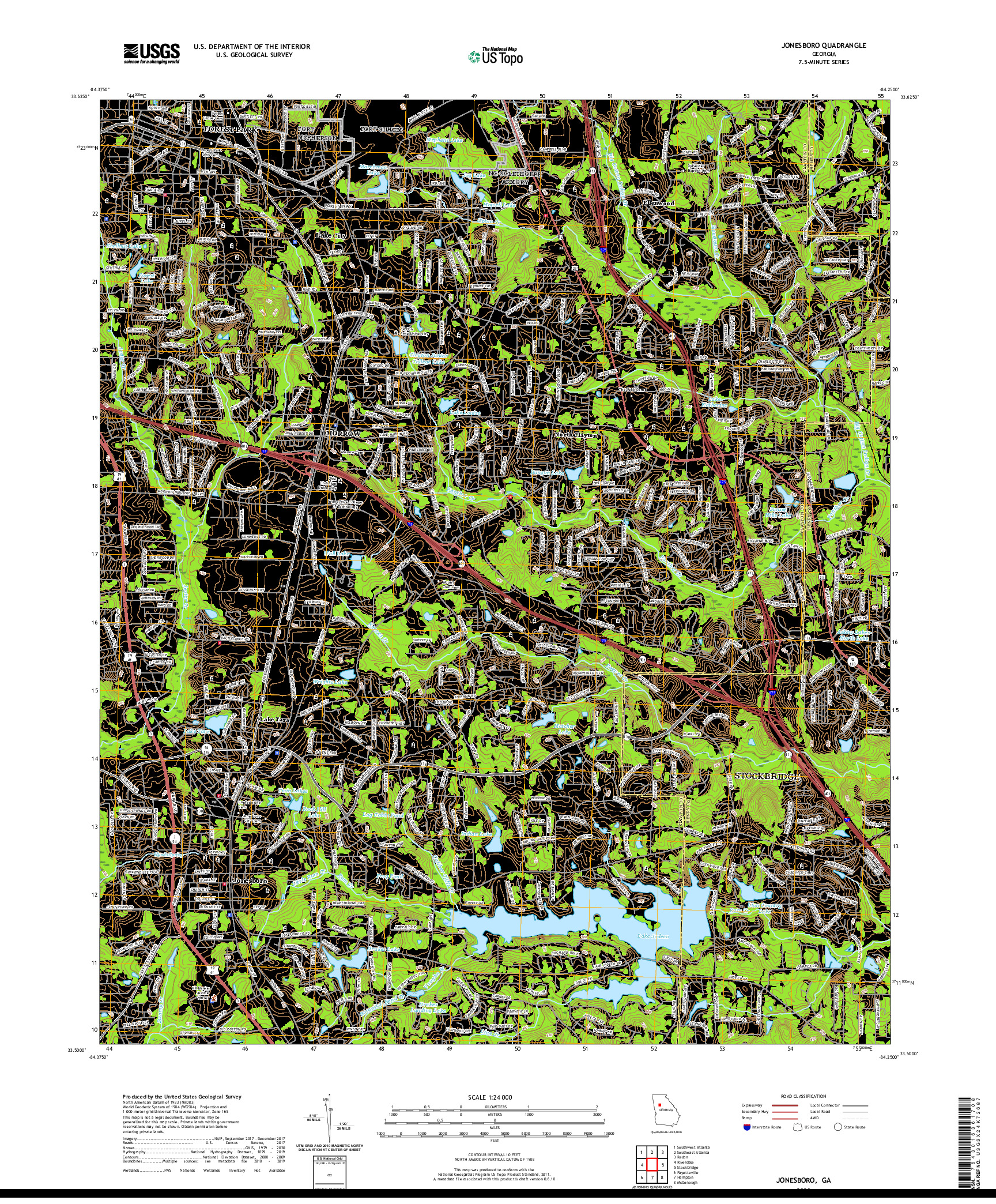 USGS US TOPO 7.5-MINUTE MAP FOR JONESBORO, GA 2020