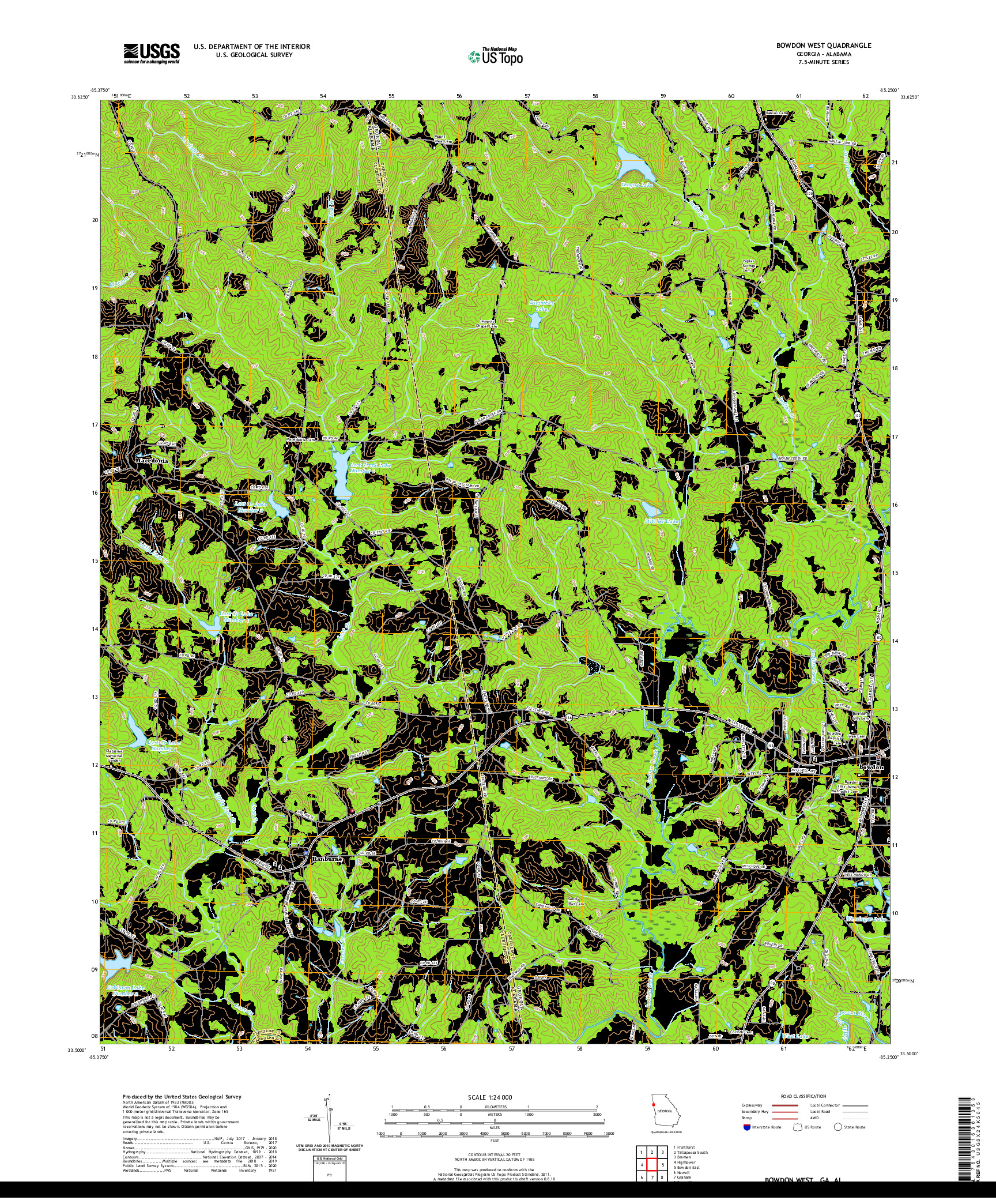 USGS US TOPO 7.5-MINUTE MAP FOR BOWDON WEST, GA,AL 2020