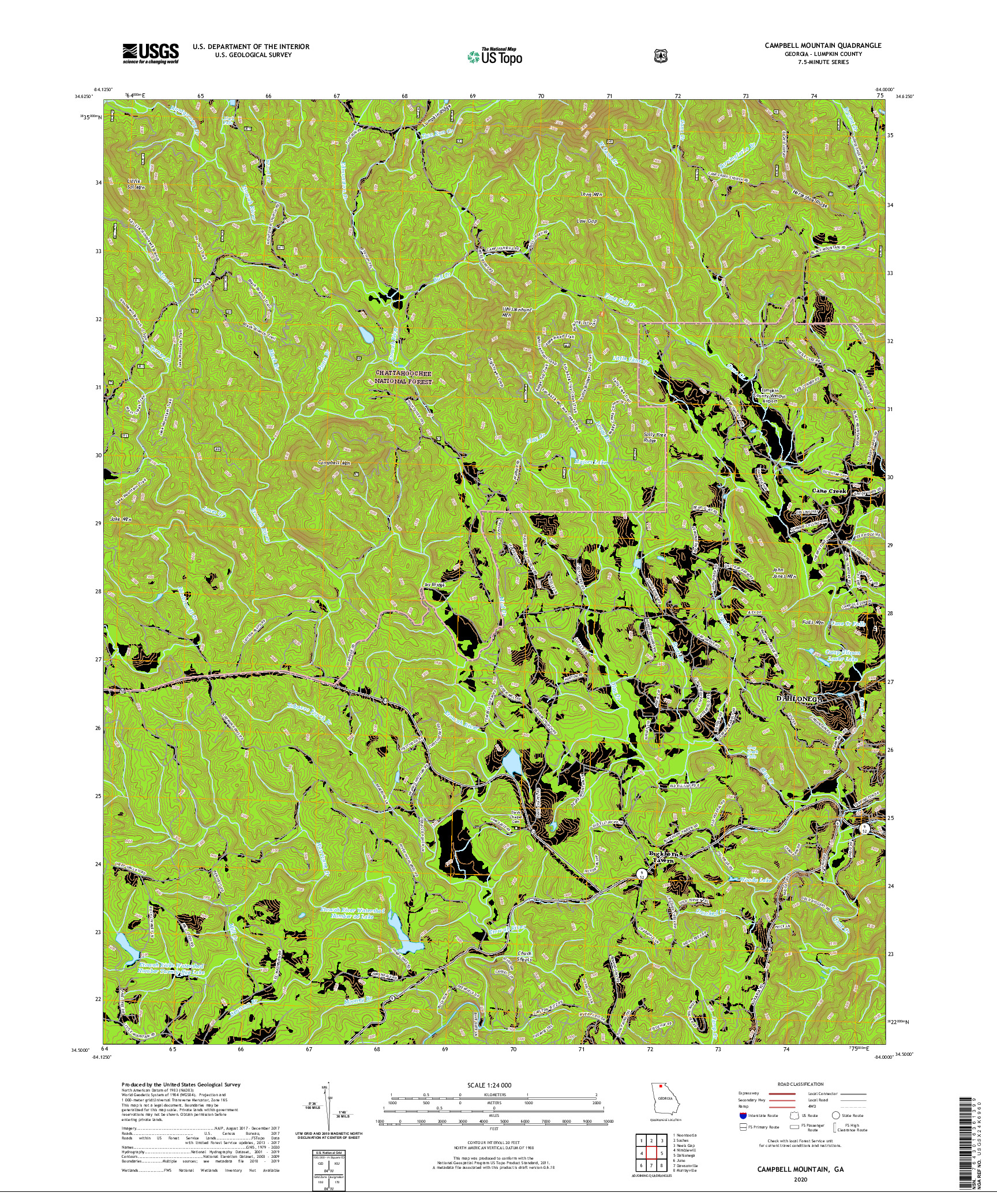 USGS US TOPO 7.5-MINUTE MAP FOR CAMPBELL MOUNTAIN, GA 2020