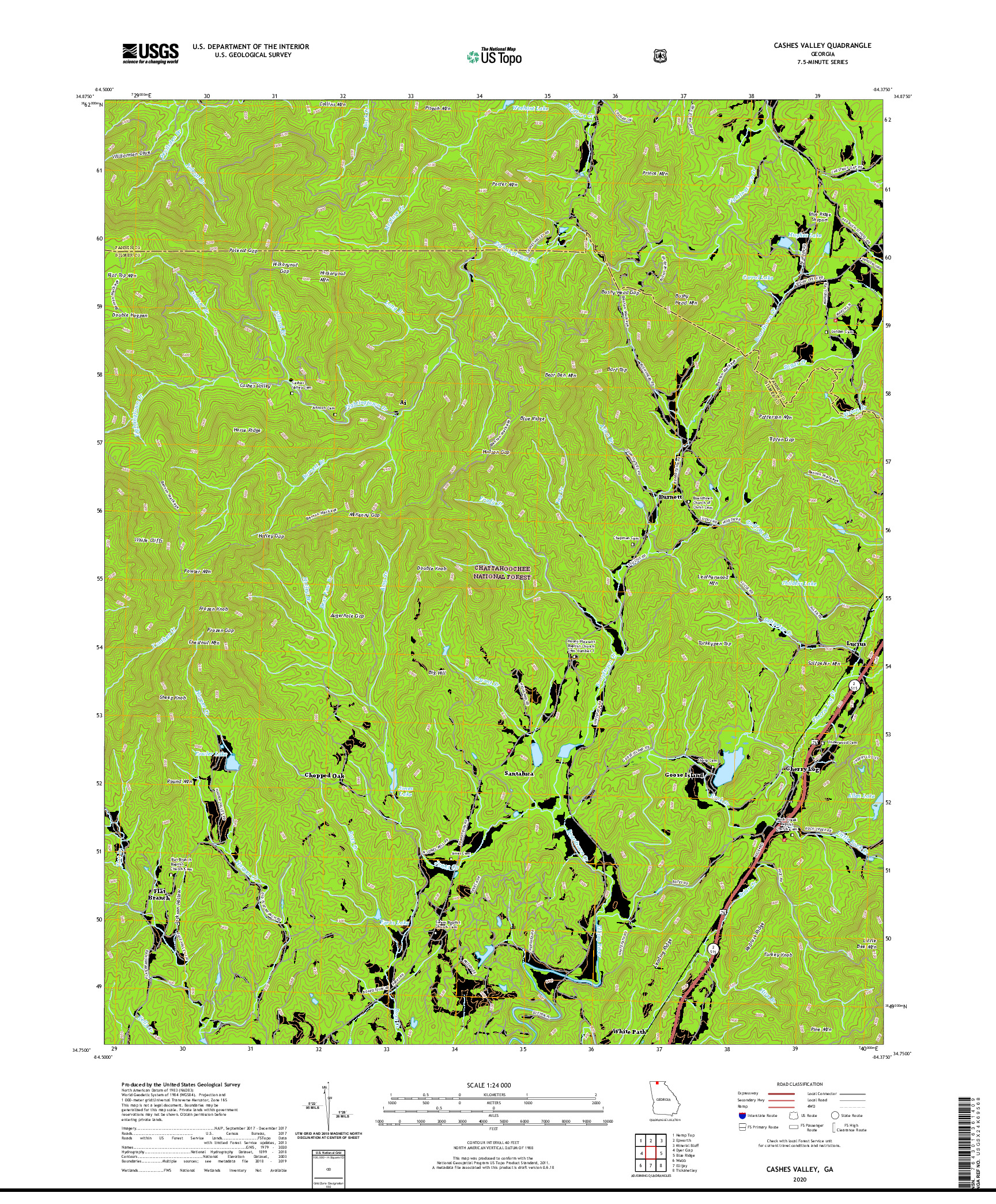 USGS US TOPO 7.5-MINUTE MAP FOR CASHES VALLEY, GA 2020
