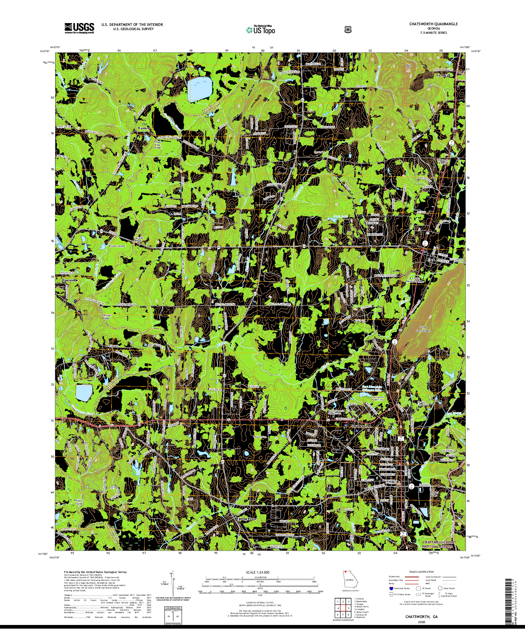 USGS US TOPO 7.5-MINUTE MAP FOR CHATSWORTH, GA 2020