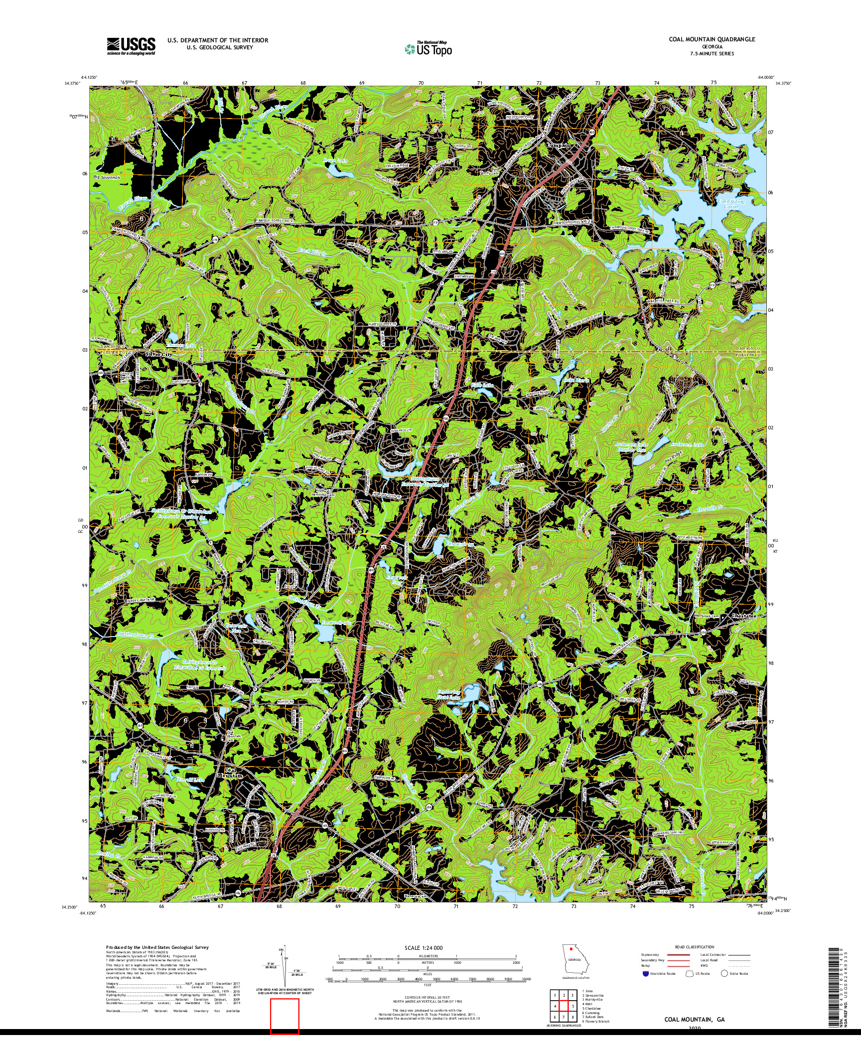 USGS US TOPO 7.5-MINUTE MAP FOR COAL MOUNTAIN, GA 2020