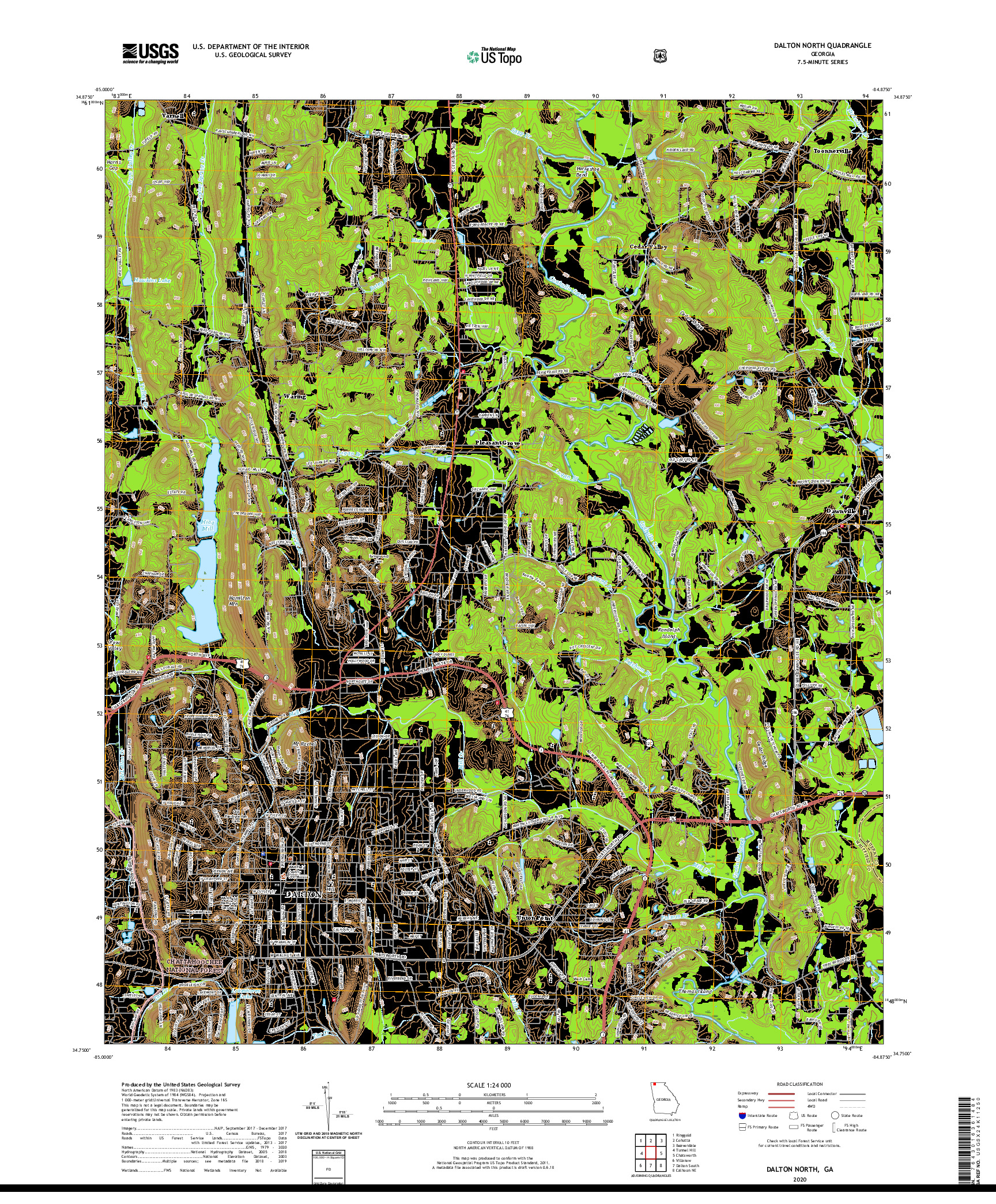 USGS US TOPO 7.5-MINUTE MAP FOR DALTON NORTH, GA 2020