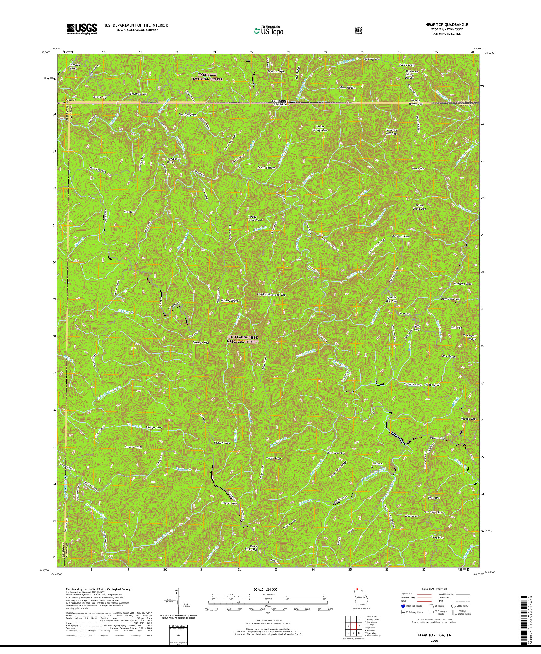 USGS US TOPO 7.5-MINUTE MAP FOR HEMP TOP, GA,TN 2020