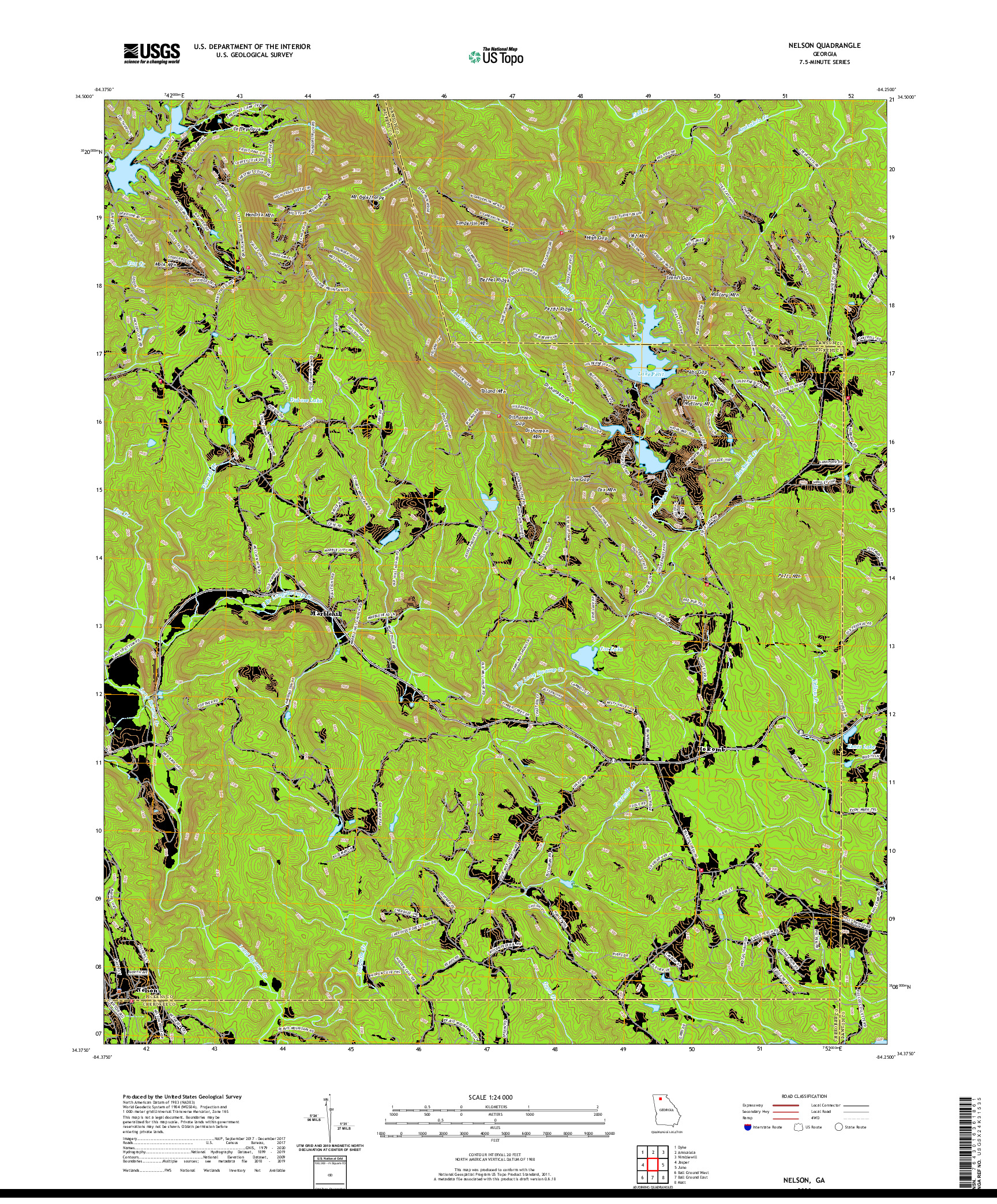 USGS US TOPO 7.5-MINUTE MAP FOR NELSON, GA 2020