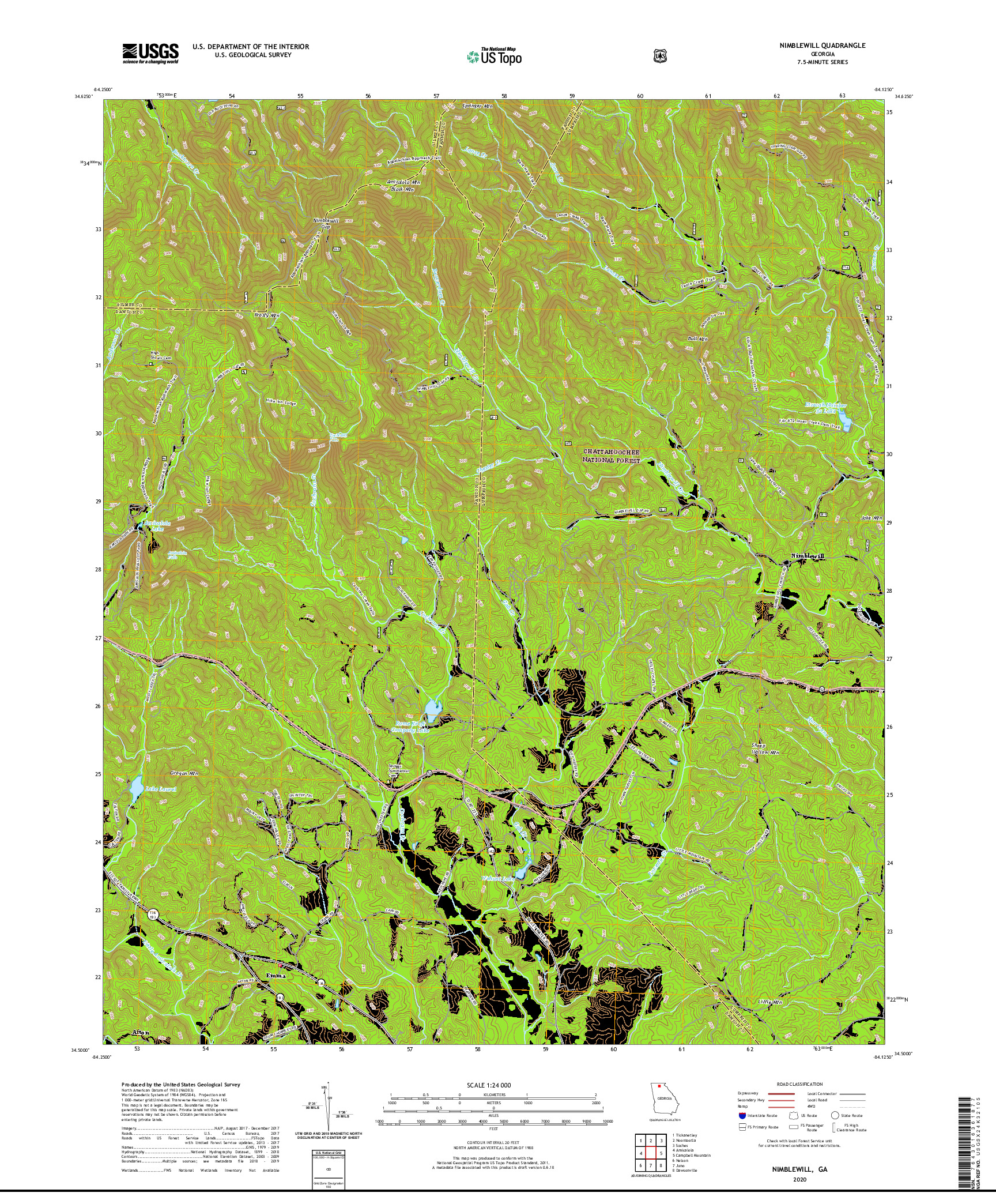 USGS US TOPO 7.5-MINUTE MAP FOR NIMBLEWILL, GA 2020