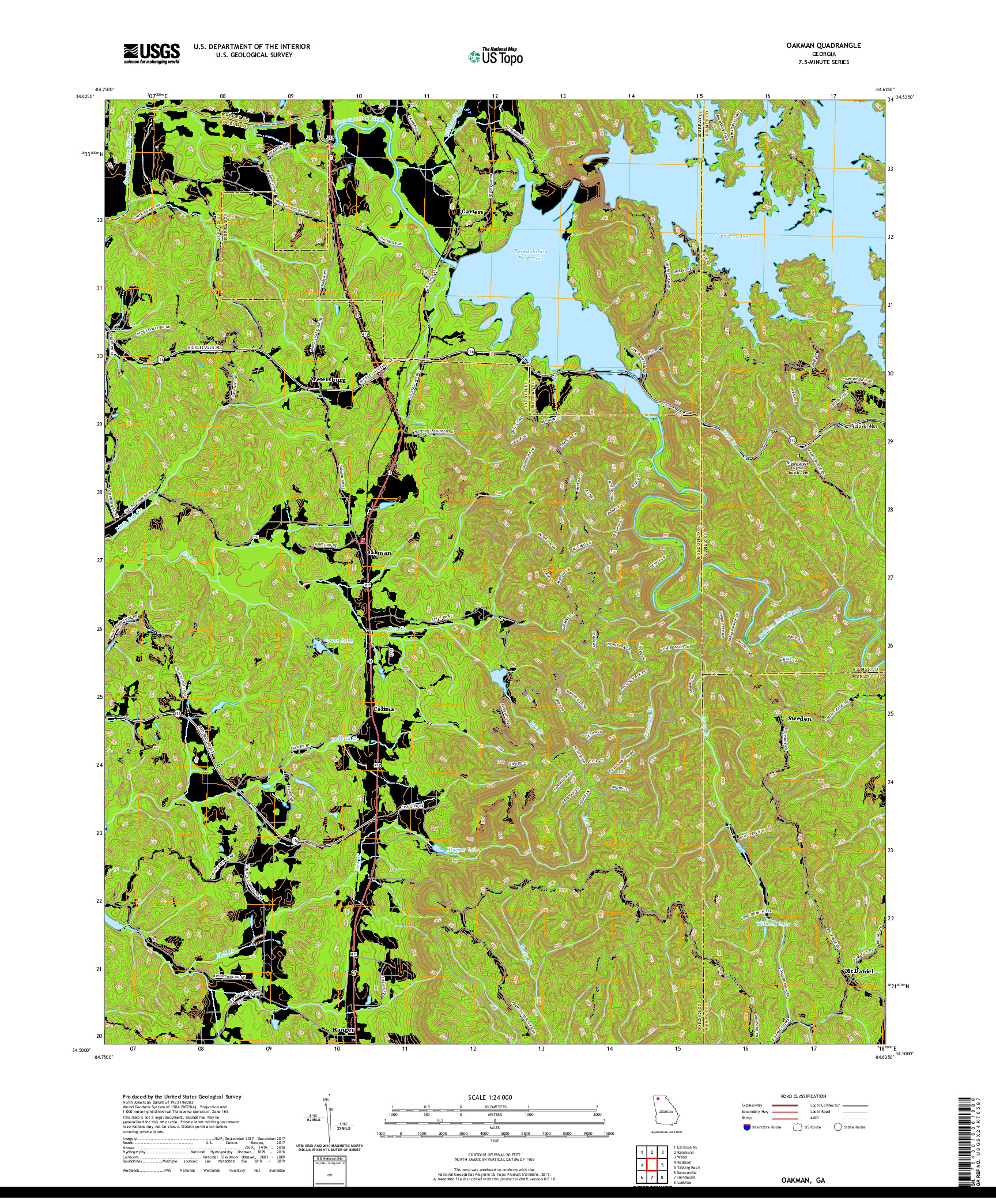 USGS US TOPO 7.5-MINUTE MAP FOR OAKMAN, GA 2020