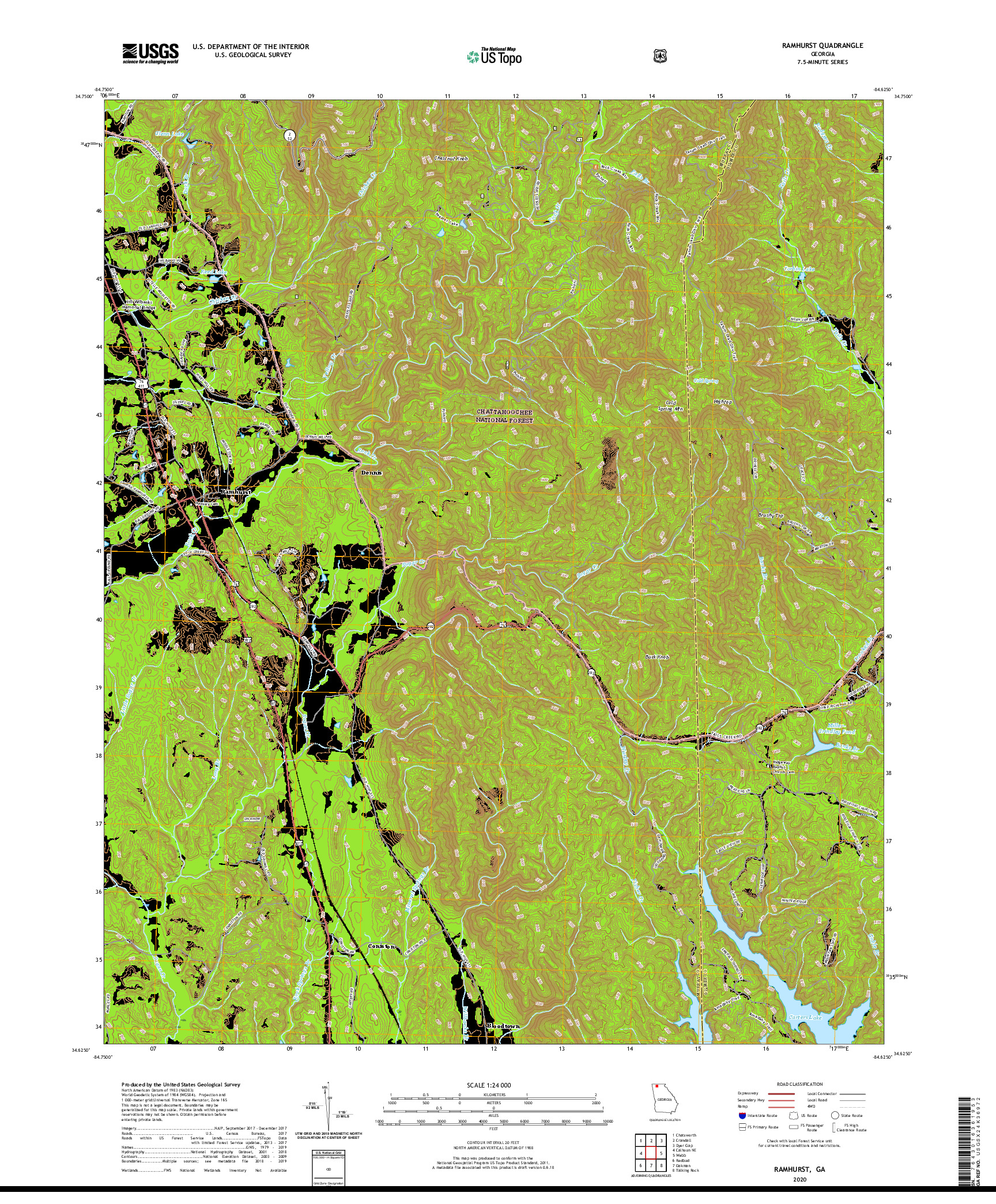 USGS US TOPO 7.5-MINUTE MAP FOR RAMHURST, GA 2020