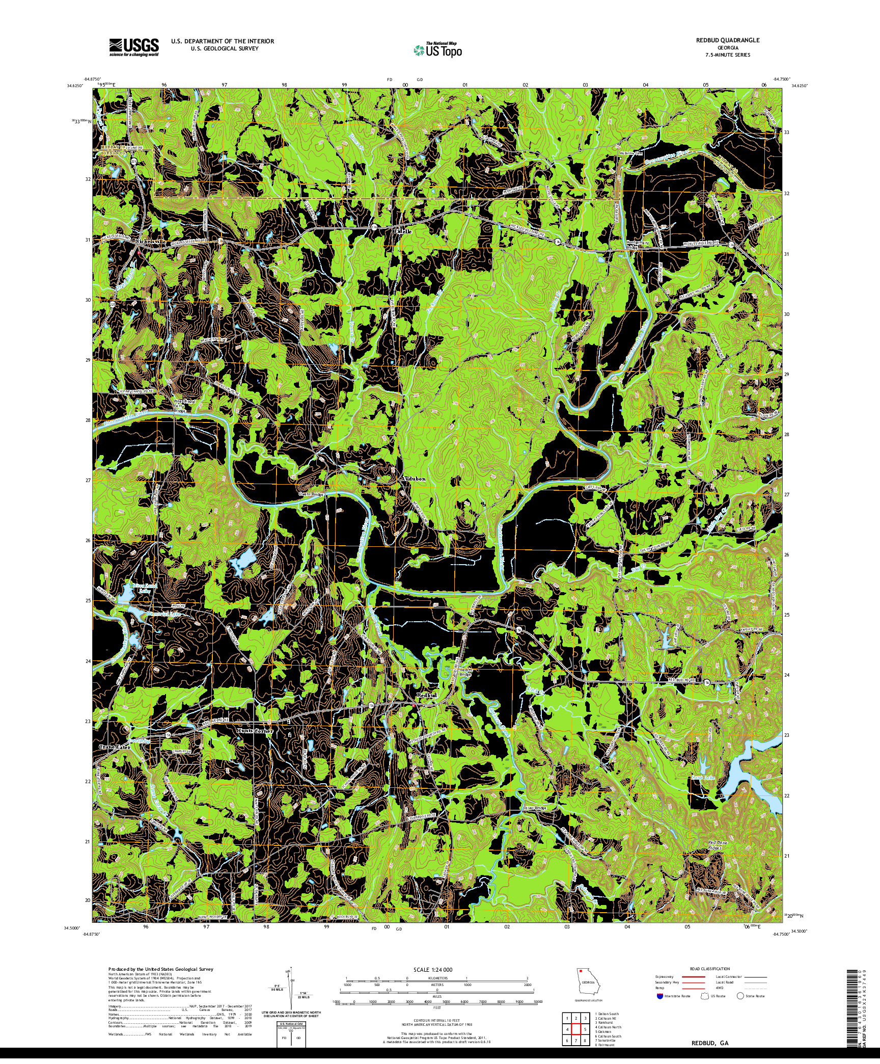 USGS US TOPO 7.5-MINUTE MAP FOR REDBUD, GA 2020
