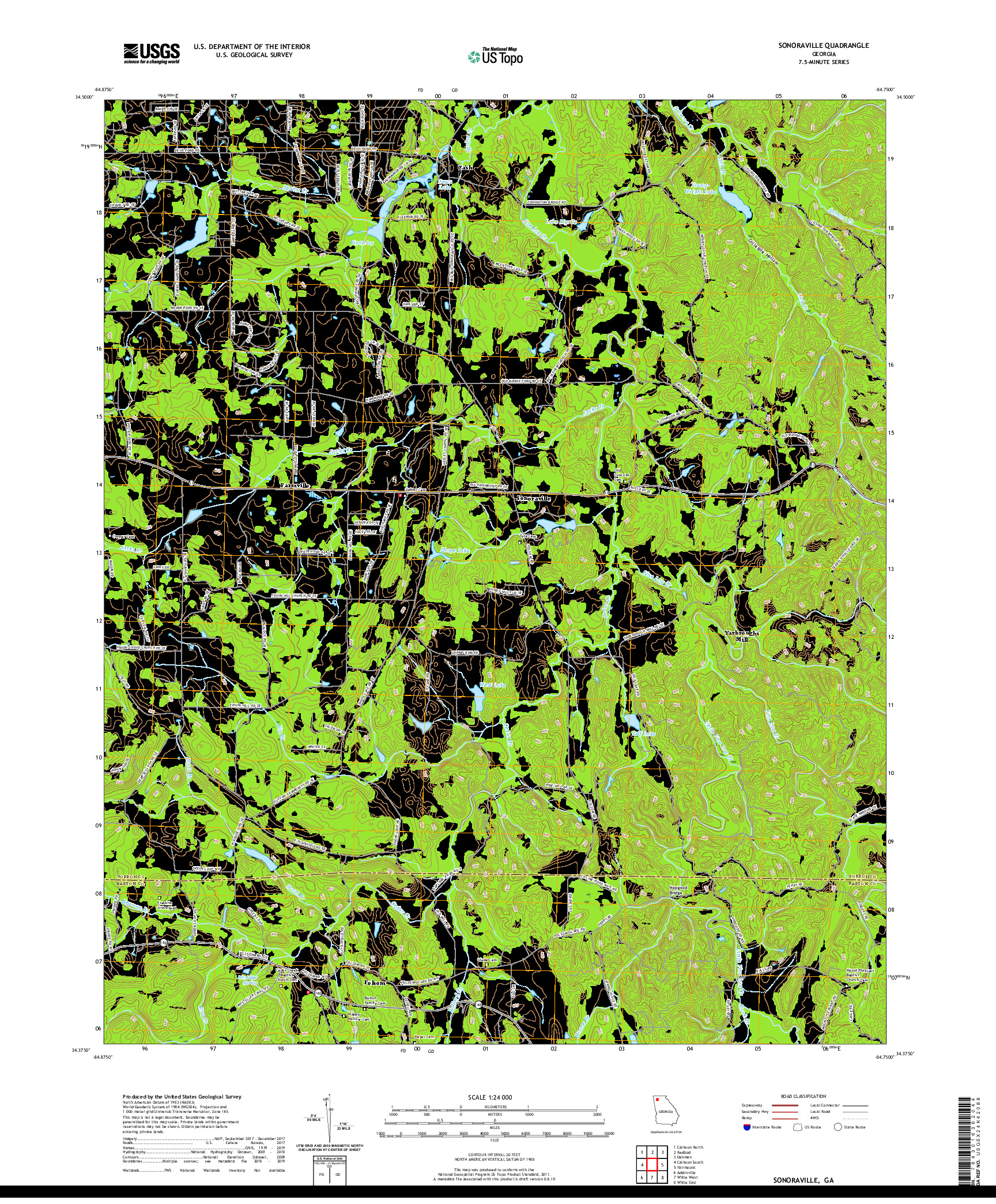 USGS US TOPO 7.5-MINUTE MAP FOR SONORAVILLE, GA 2020