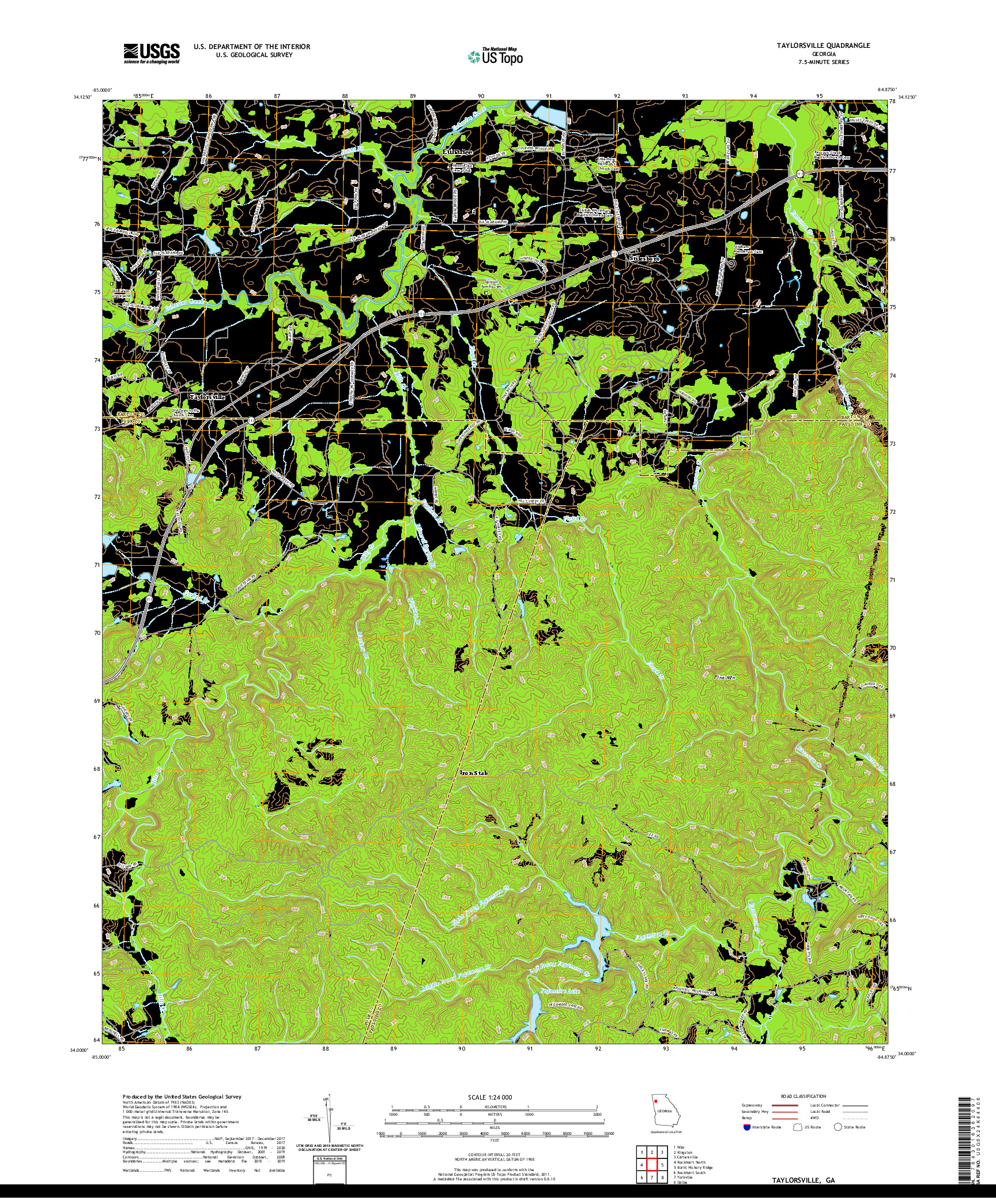 USGS US TOPO 7.5-MINUTE MAP FOR TAYLORSVILLE, GA 2020