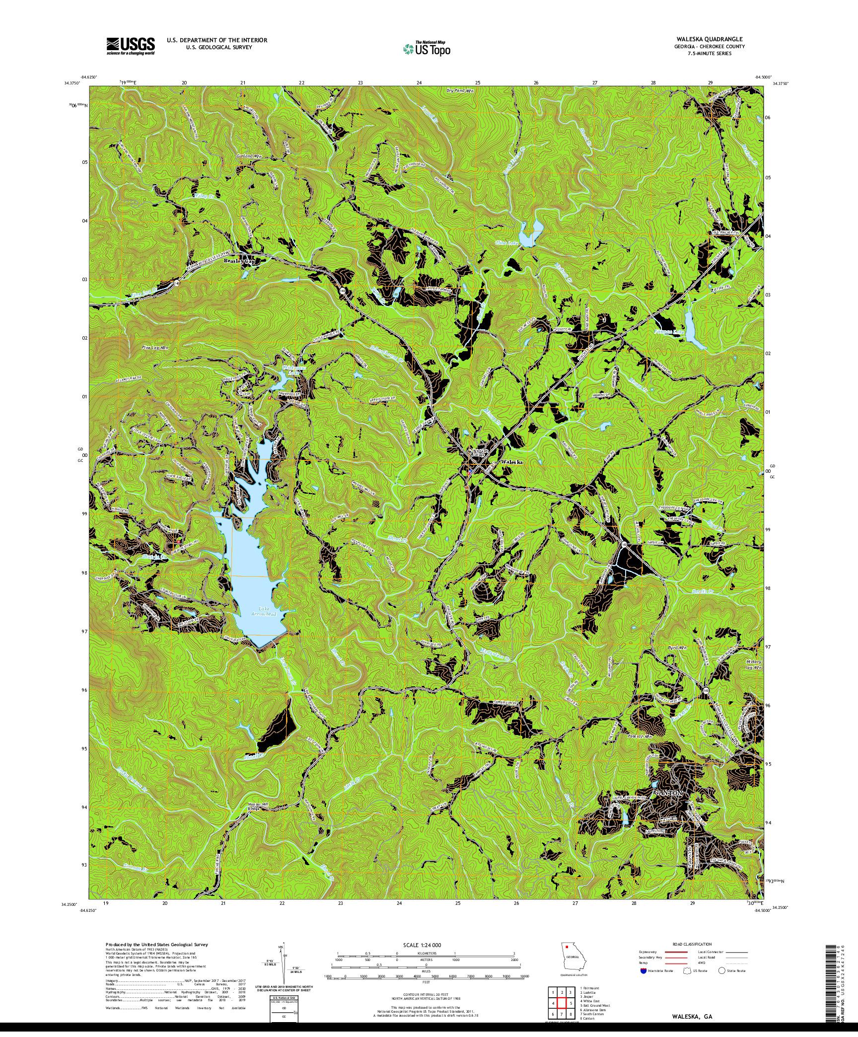 USGS US TOPO 7.5-MINUTE MAP FOR WALESKA, GA 2020