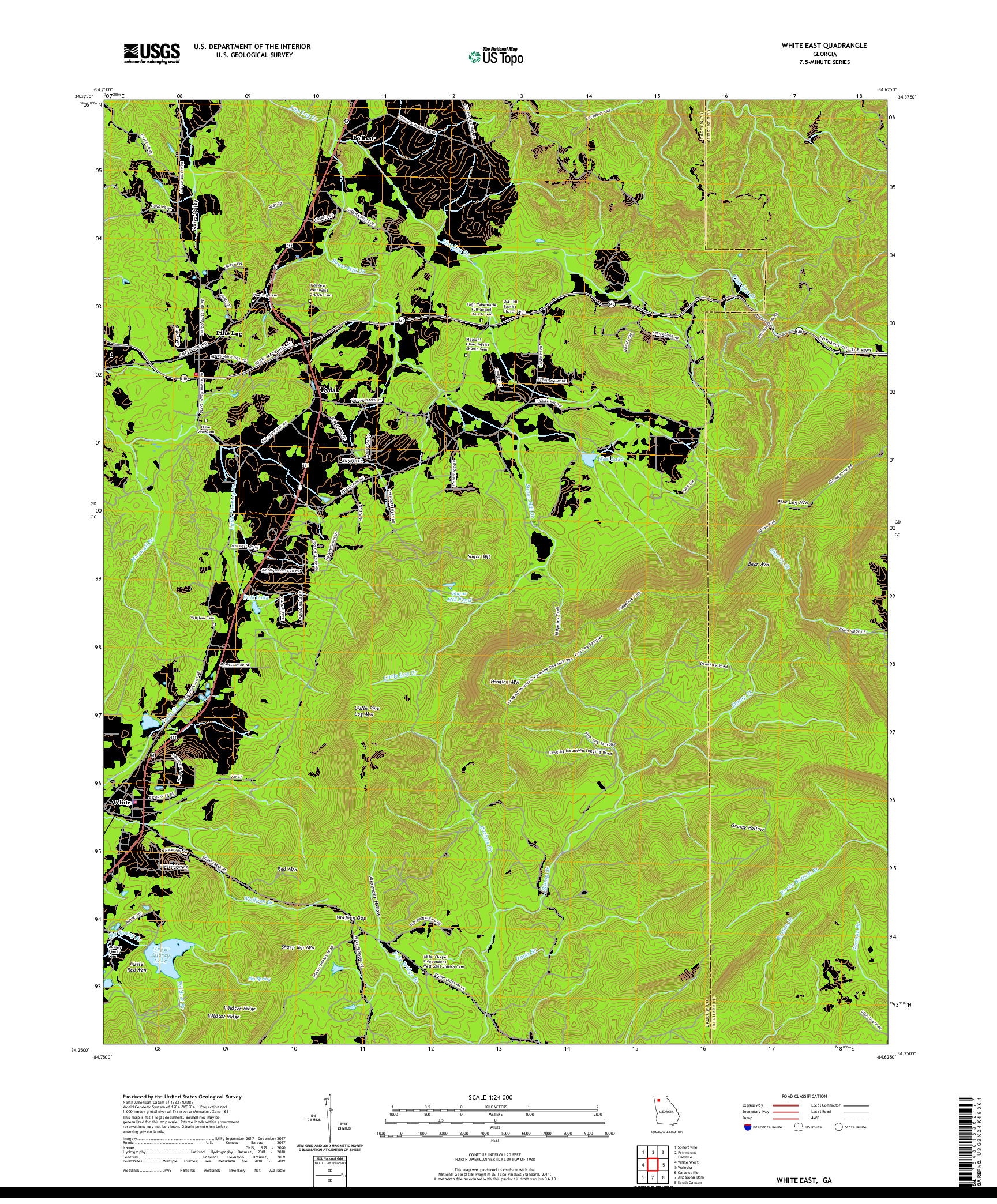 USGS US TOPO 7.5-MINUTE MAP FOR WHITE EAST, GA 2020