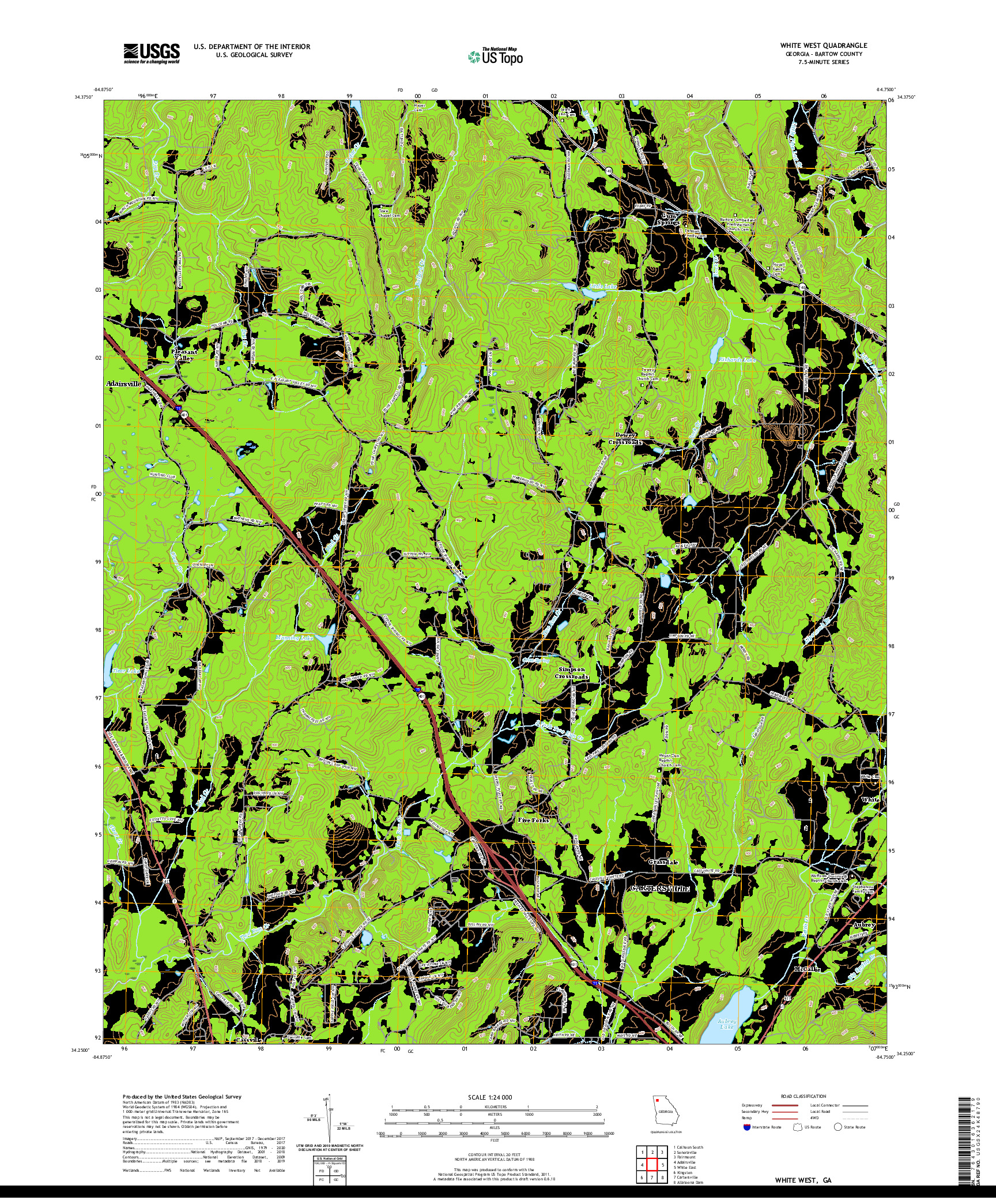 USGS US TOPO 7.5-MINUTE MAP FOR WHITE WEST, GA 2020