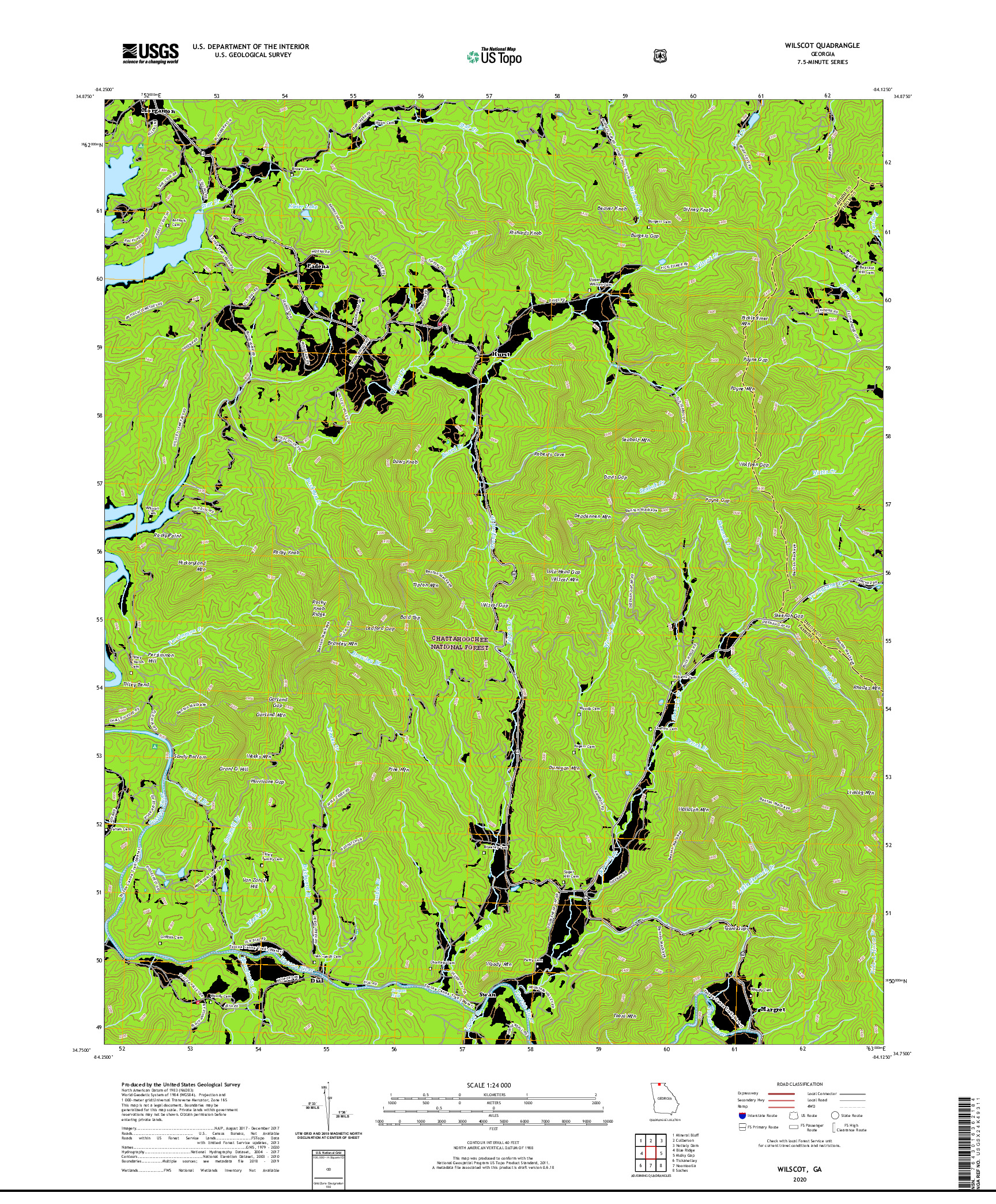 USGS US TOPO 7.5-MINUTE MAP FOR WILSCOT, GA 2020