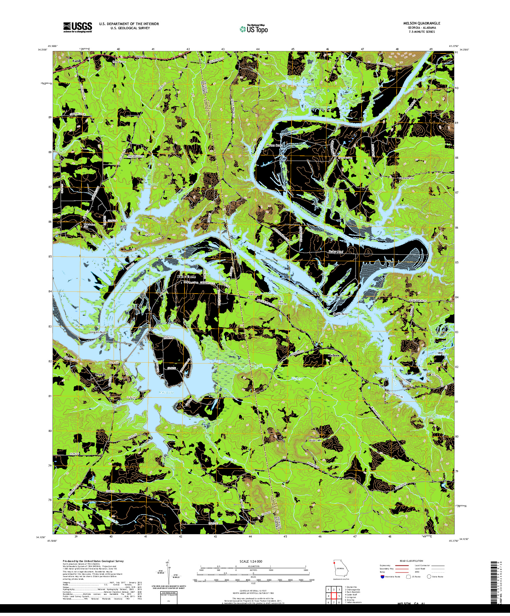 USGS US TOPO 7.5-MINUTE MAP FOR MELSON, GA,AL 2020