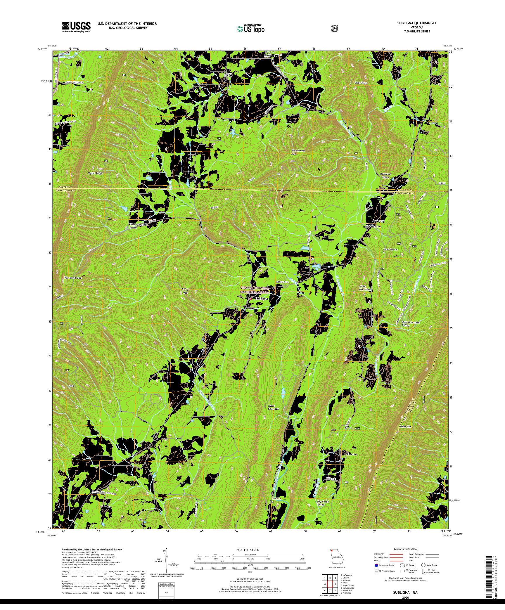 USGS US TOPO 7.5-MINUTE MAP FOR SUBLIGNA, GA 2020