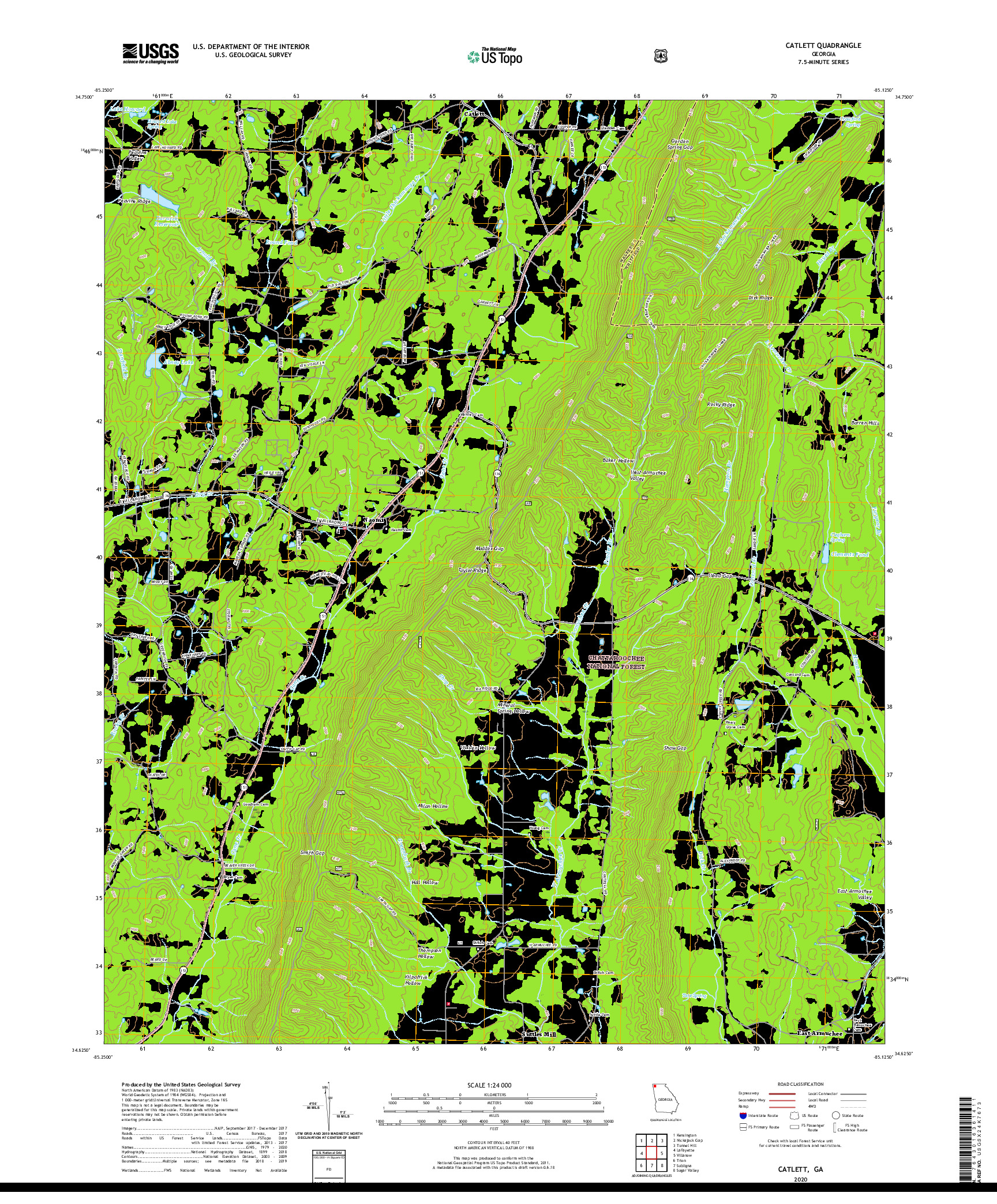 USGS US TOPO 7.5-MINUTE MAP FOR CATLETT, GA 2020