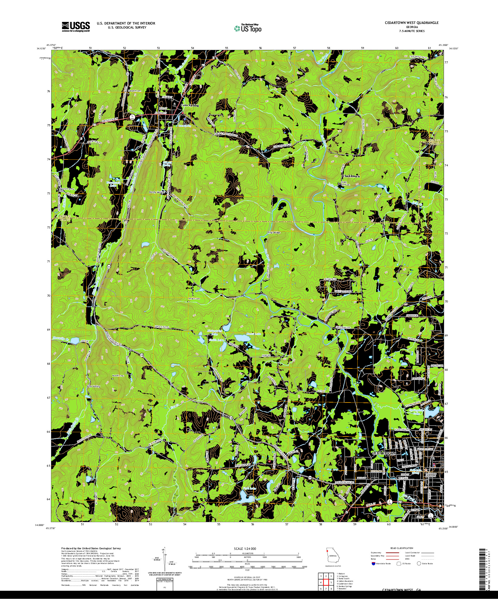 USGS US TOPO 7.5-MINUTE MAP FOR CEDARTOWN WEST, GA 2020