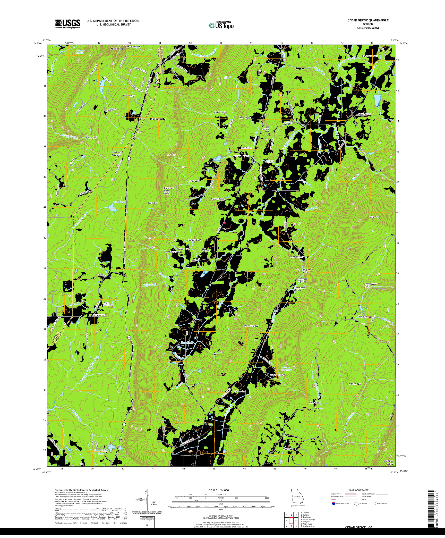 USGS US TOPO 7.5-MINUTE MAP FOR CEDAR GROVE, GA 2020