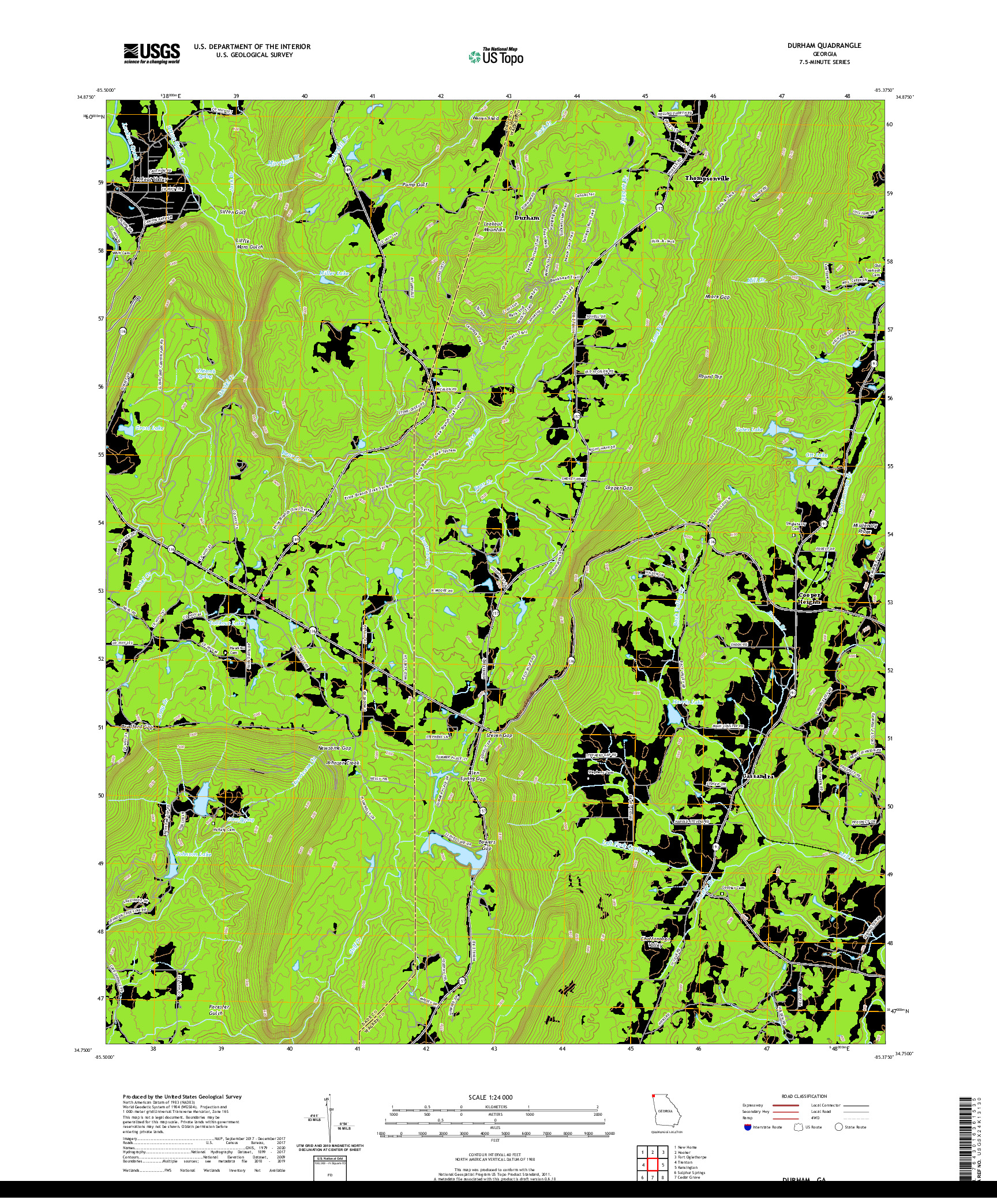 USGS US TOPO 7.5-MINUTE MAP FOR DURHAM, GA 2020