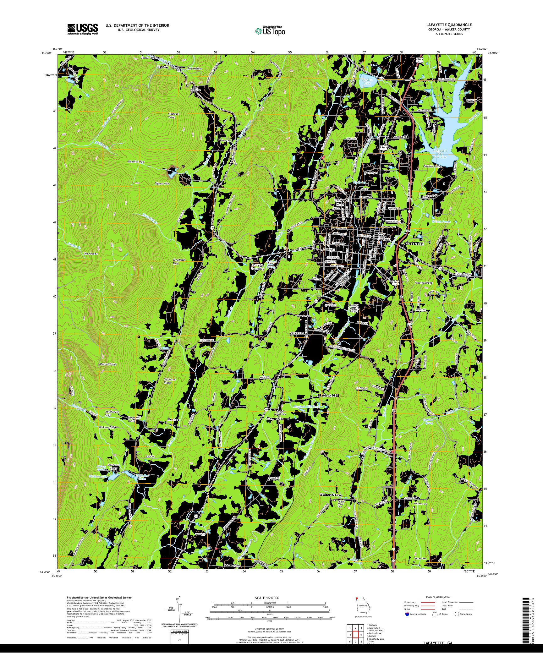 USGS US TOPO 7.5-MINUTE MAP FOR LAFAYETTE, GA 2020