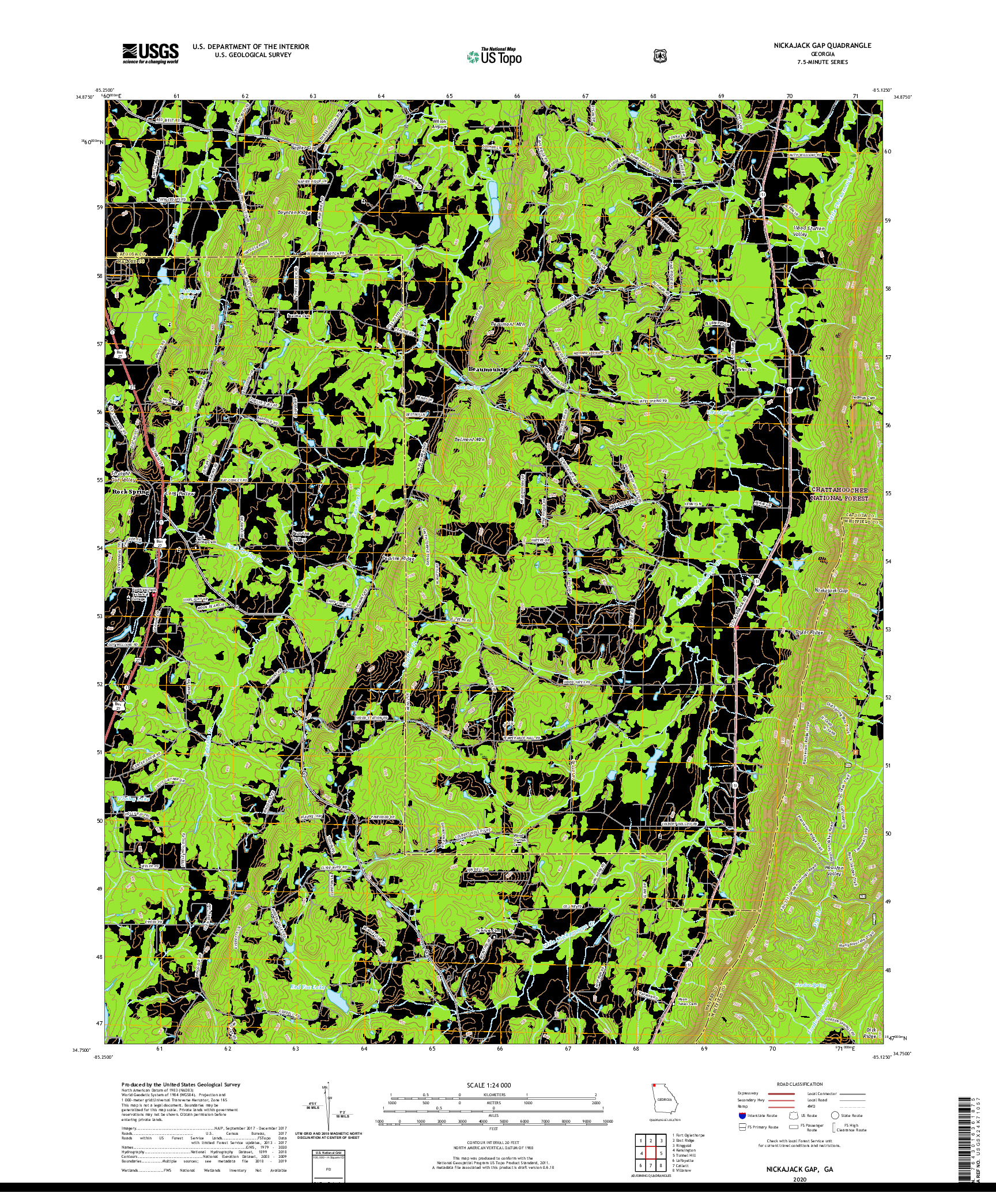 USGS US TOPO 7.5-MINUTE MAP FOR NICKAJACK GAP, GA 2020