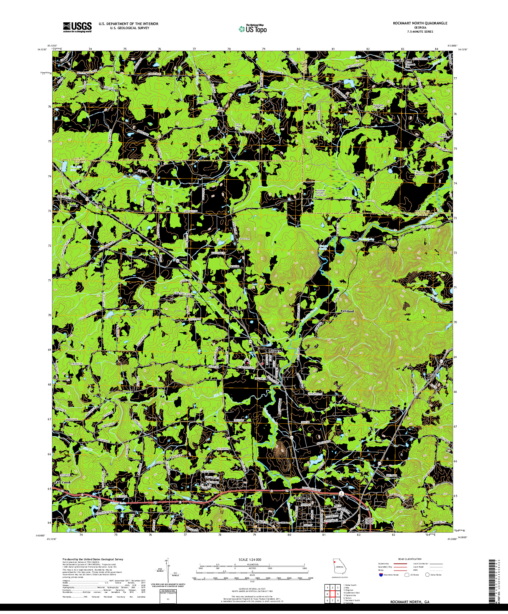 USGS US TOPO 7.5-MINUTE MAP FOR ROCKMART NORTH, GA 2020