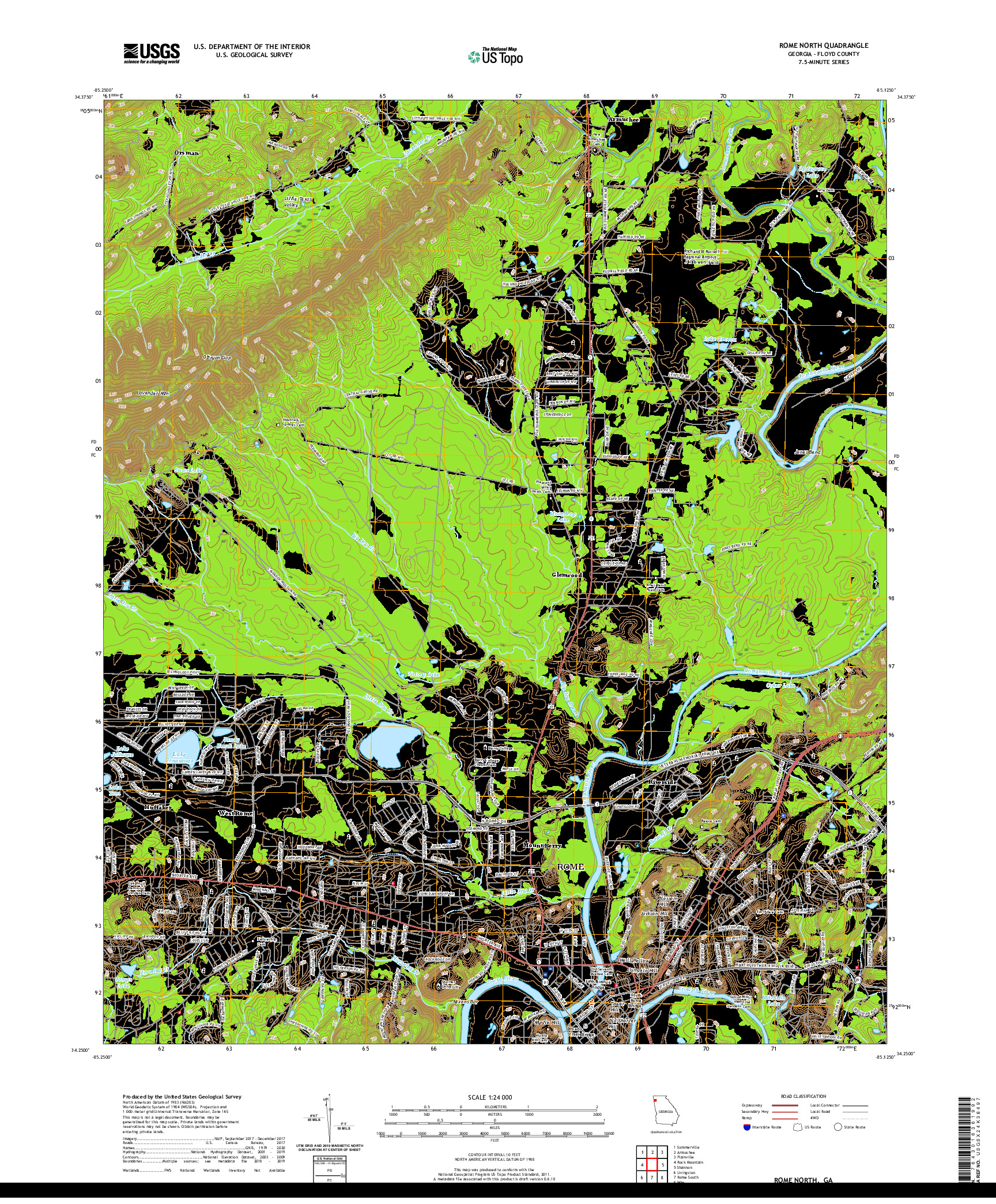USGS US TOPO 7.5-MINUTE MAP FOR ROME NORTH, GA 2020
