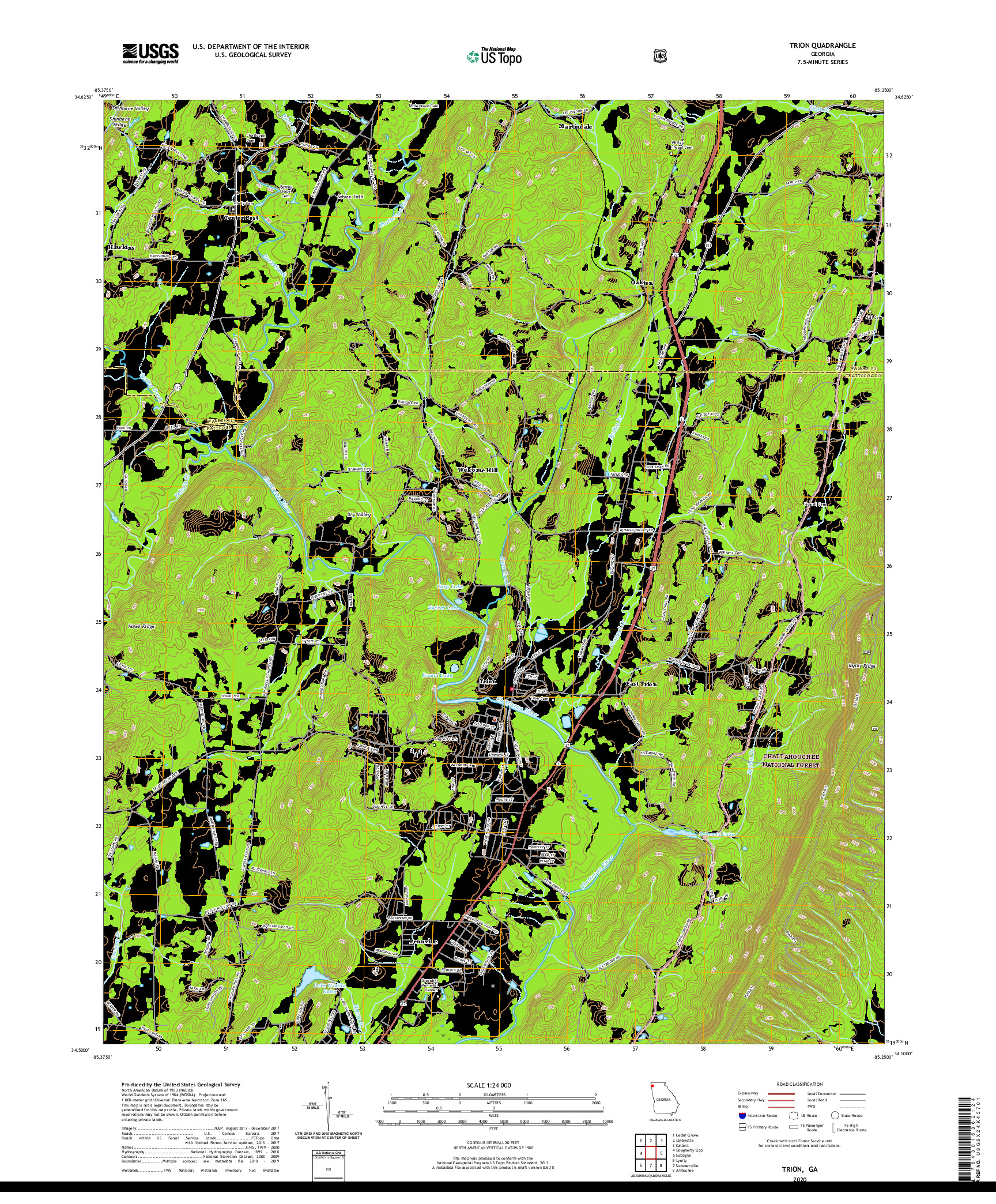 USGS US TOPO 7.5-MINUTE MAP FOR TRION, GA 2020